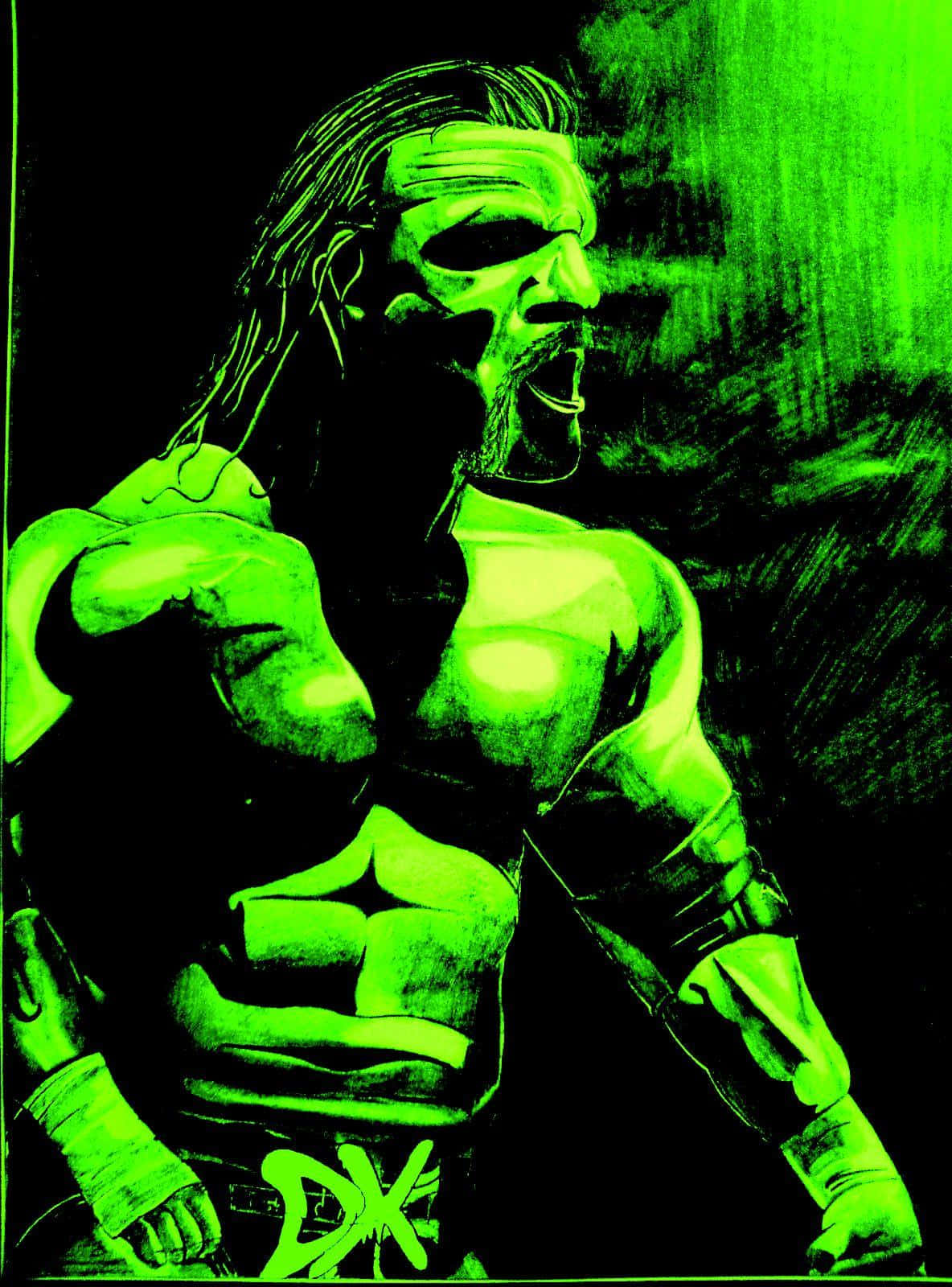Dibujo verde neón de Triple H Fondos de pantalla