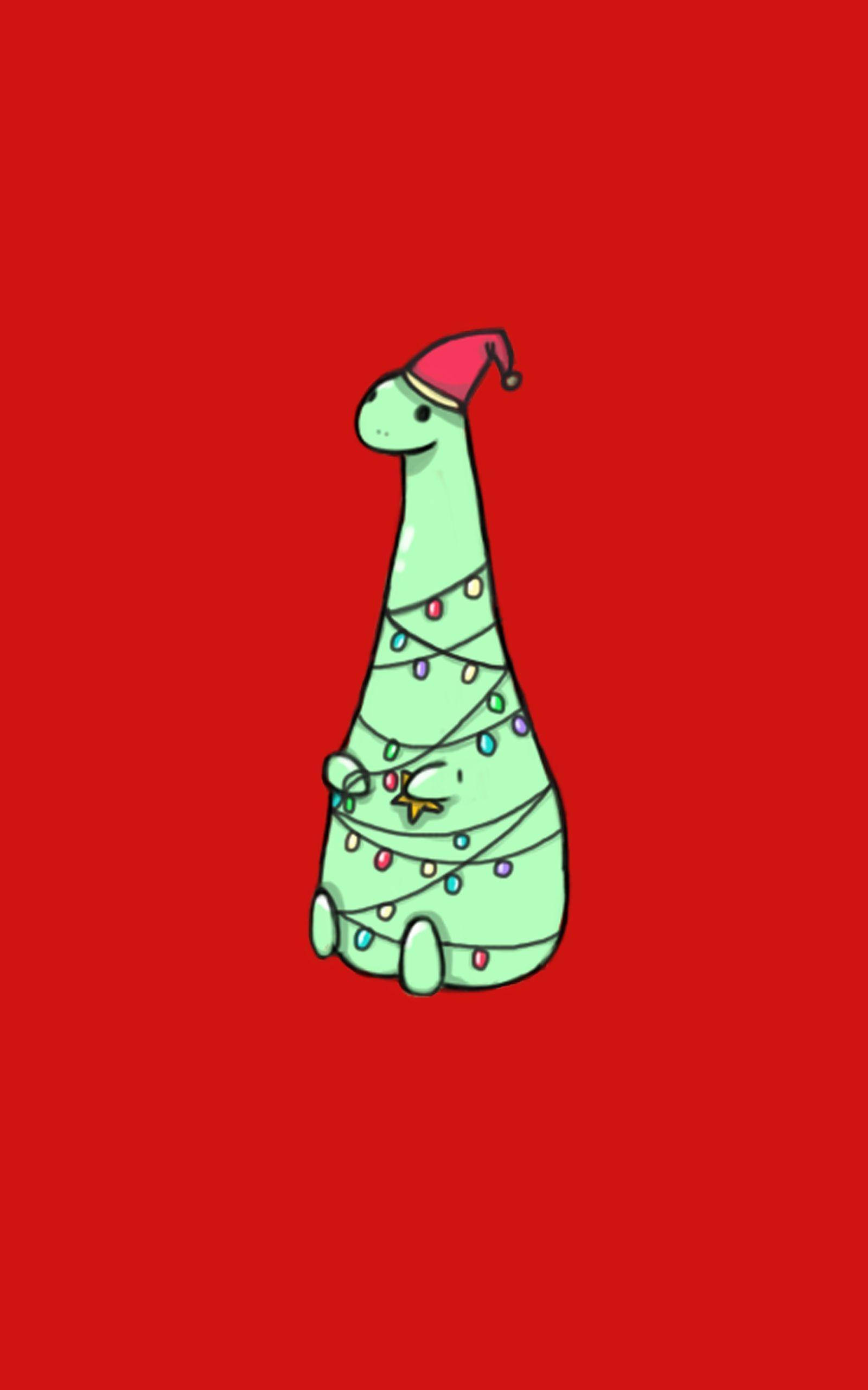 Dinosaurio Verde Navideño Simple y Lindo para iPhone Fondos de pantalla