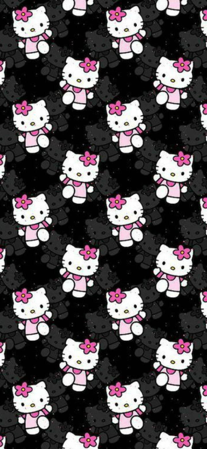 Diseño adorable de Hello Kitty en negro Fondos de pantalla
