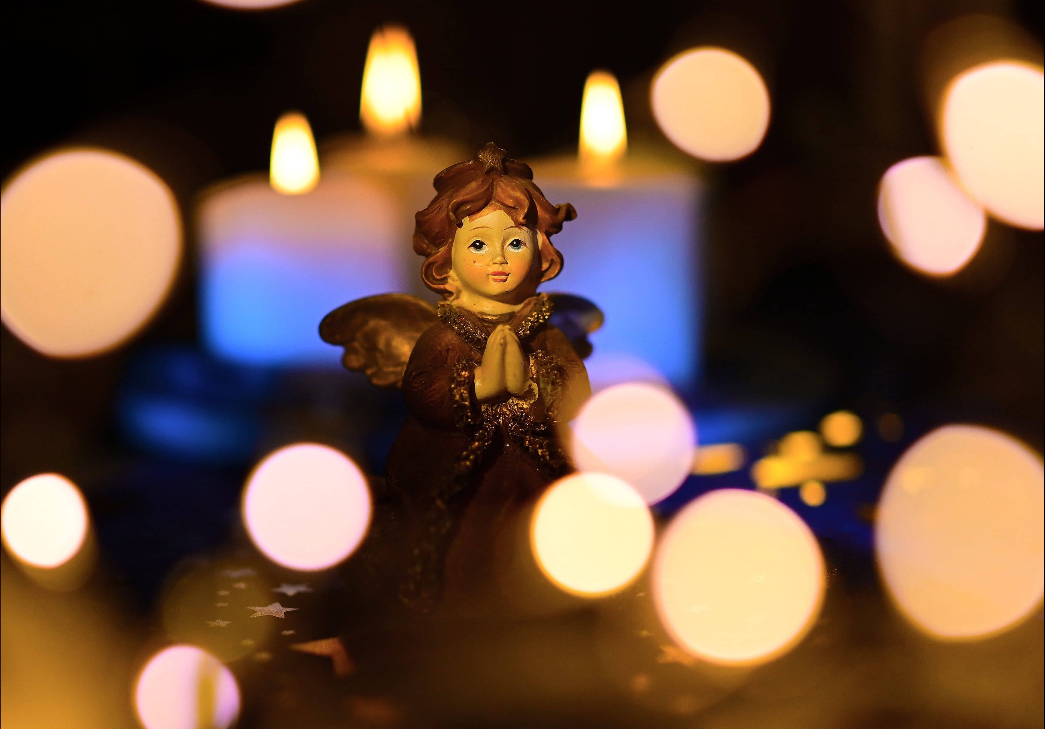 Diseño de Ángel Navideño con Efecto Bokeh Fondos de pantalla
