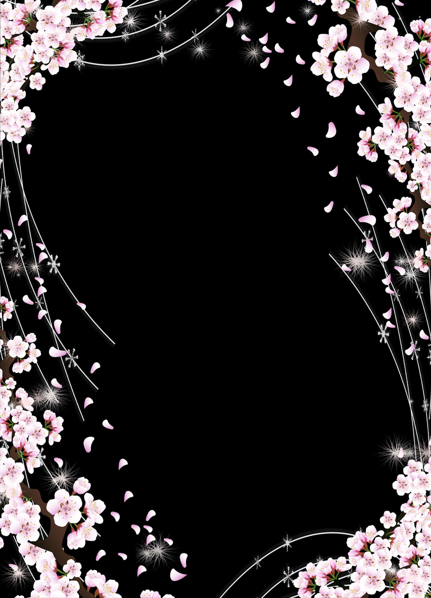 Diseño de Borde Floral con Destellos Fondos de pantalla