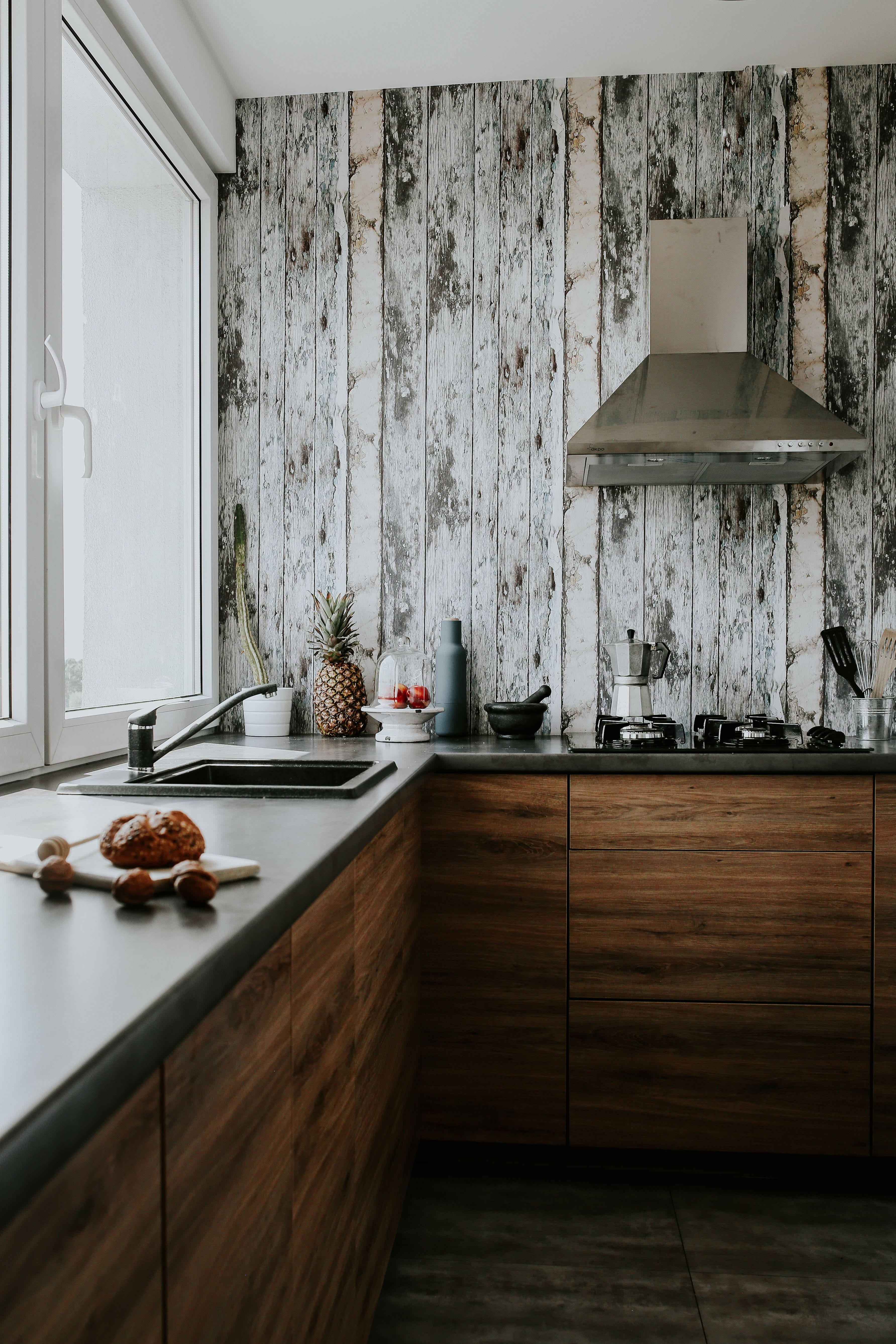 Diseño de Cocina con Paredes de Madera Fondos de pantalla