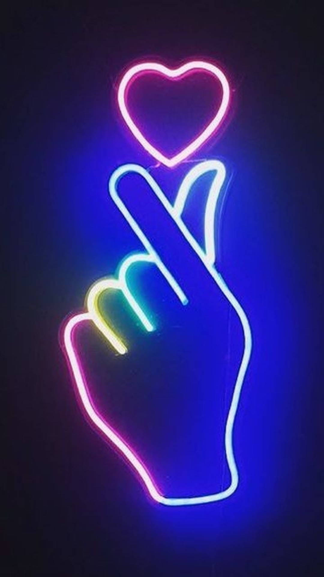 Diseño de Corazón con Dedos de Luz Neón Fondos de pantalla