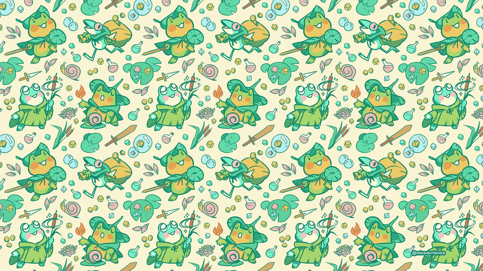 Diseño de patrón de rana kawaii Fondos de pantalla