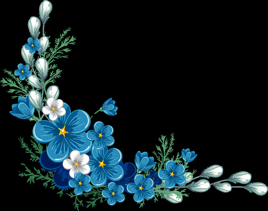 Diseño floral azul en esquina Fondos de pantalla
