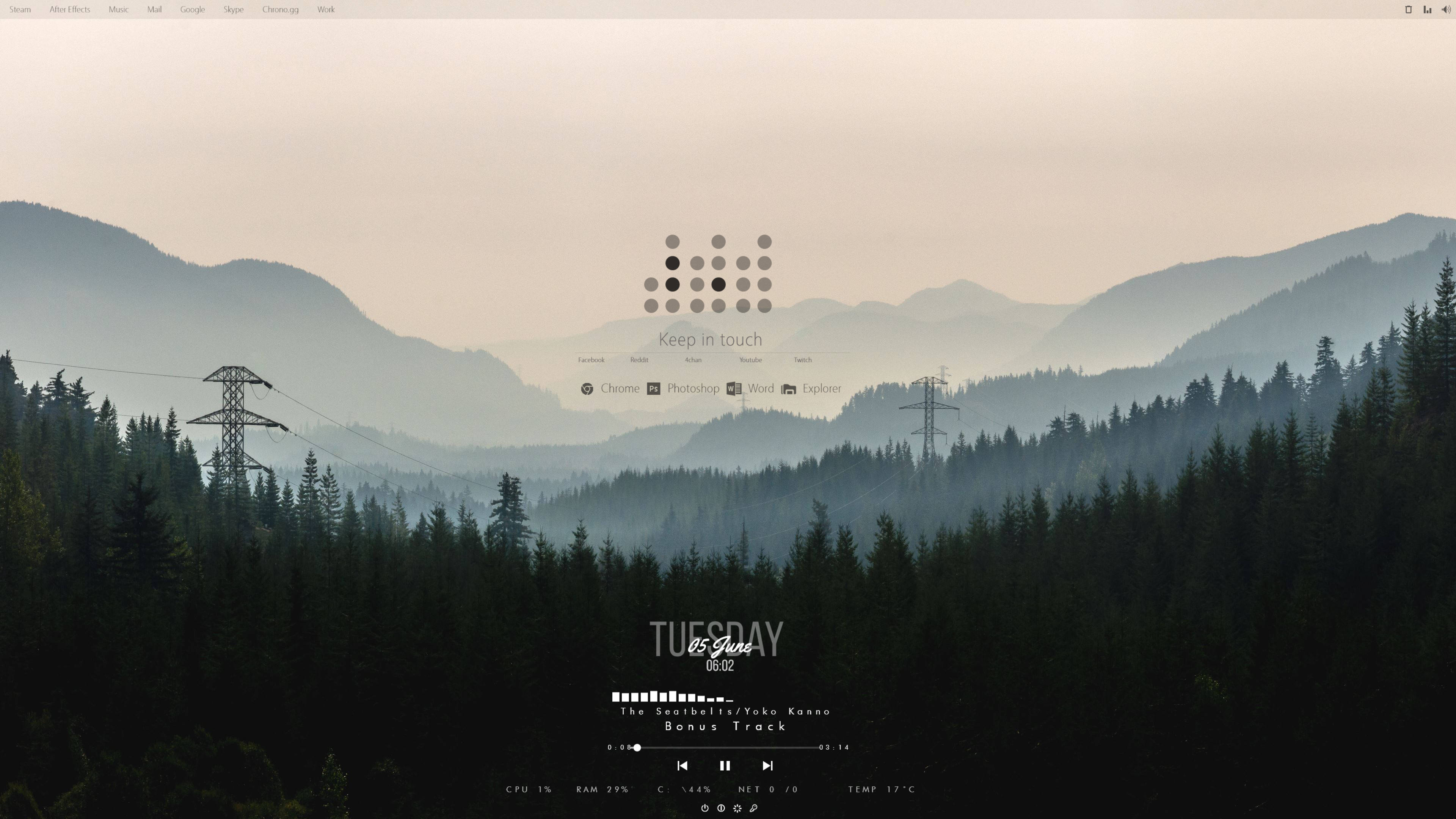 Diseño Rainmeter de Bosque y Montaña Fondos de pantalla