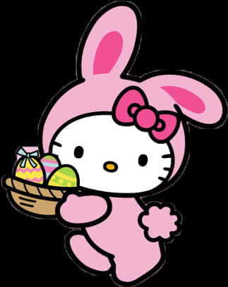 Disfraz de conejito de Hello Kitty con huevos de Pascua Fondos de pantalla
