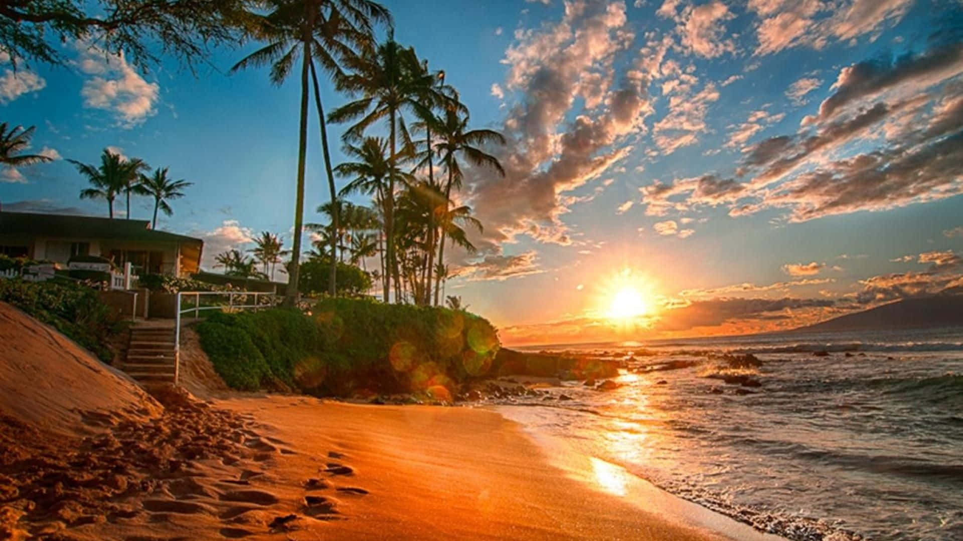 Disfruta de las hermosas vistas del atardecer en la playa. Fondos de pantalla