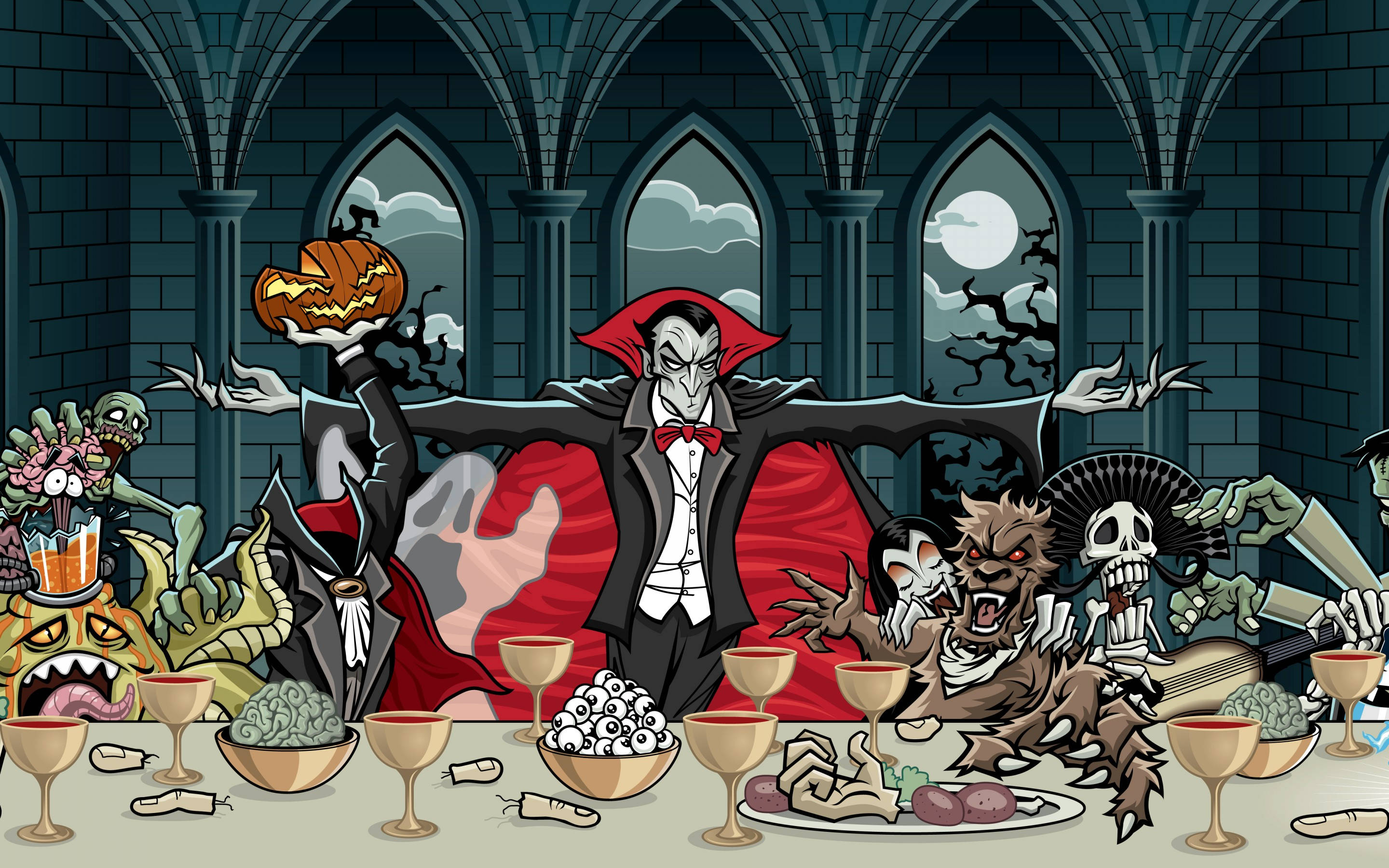 Disfruta de una espeluznante cena vampírica esta Halloween Fondos de pantalla