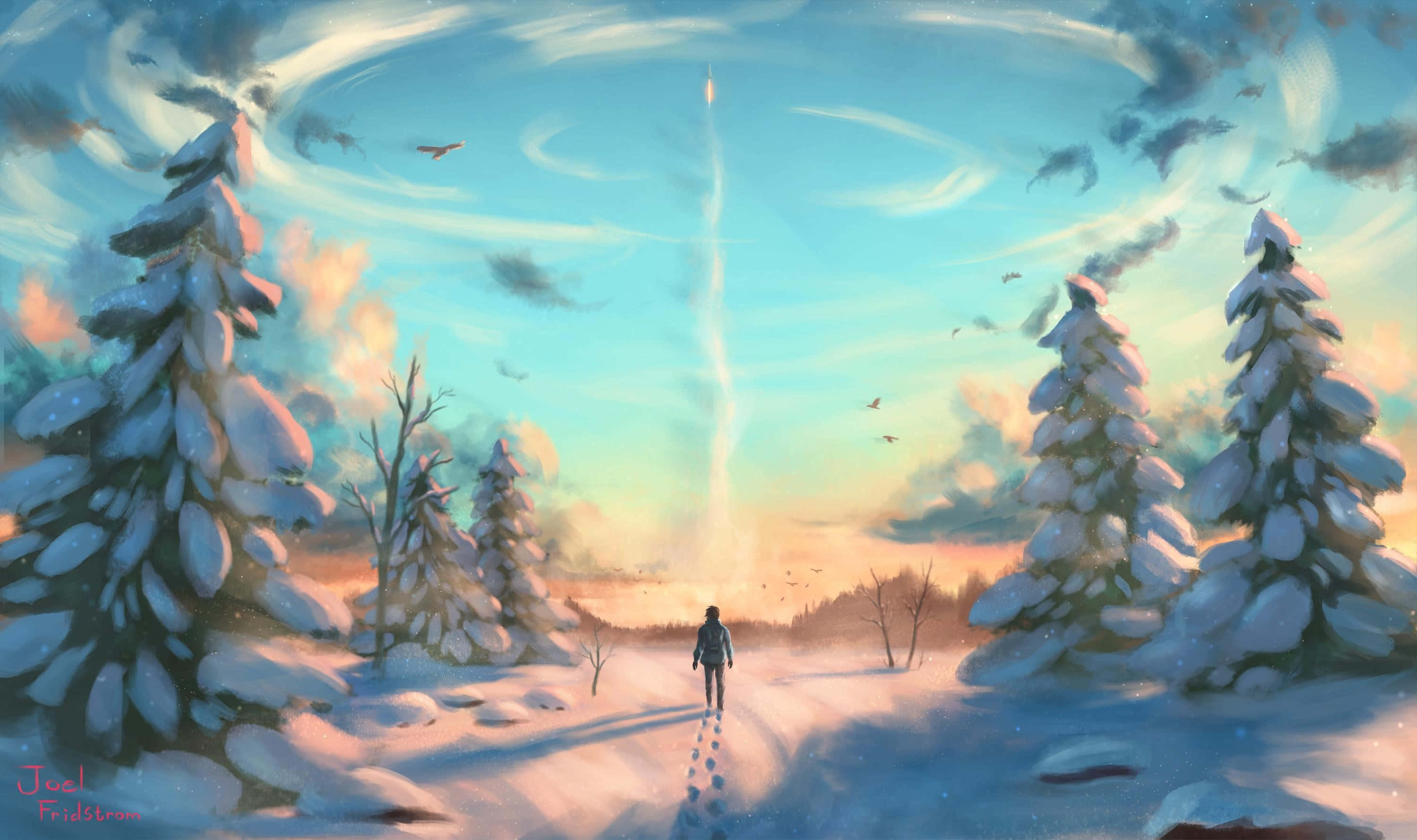 Disfruta la belleza de un paisaje cubierto de nieve Fondos de pantalla