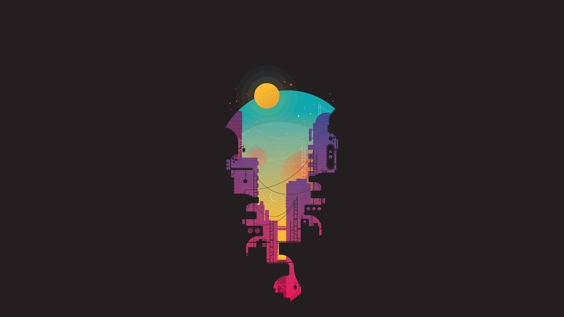 Fondo de pantalla minimalista de edificios de ciudad