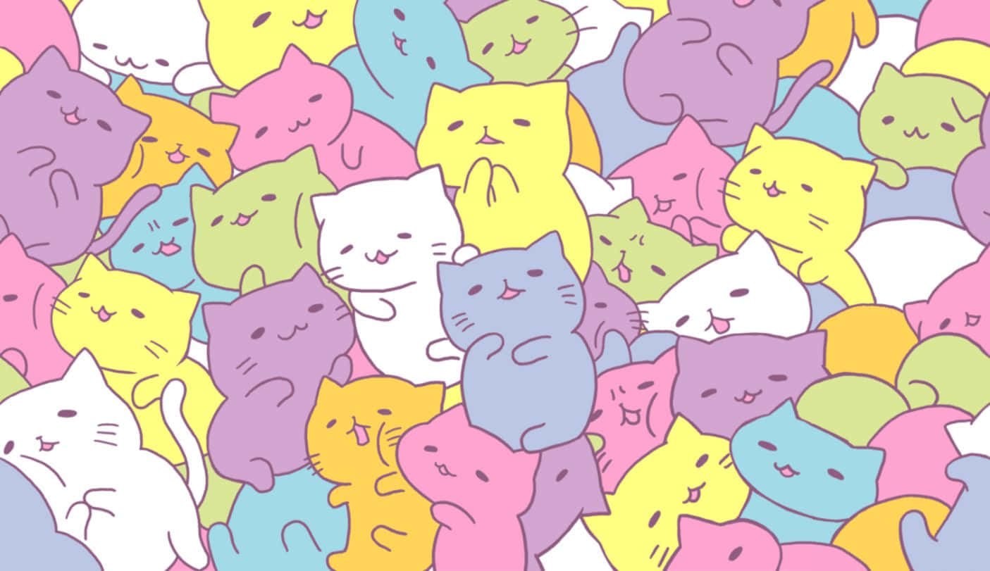 Disfruta tu día con este alegre patrón de gato lindo Fondos de pantalla