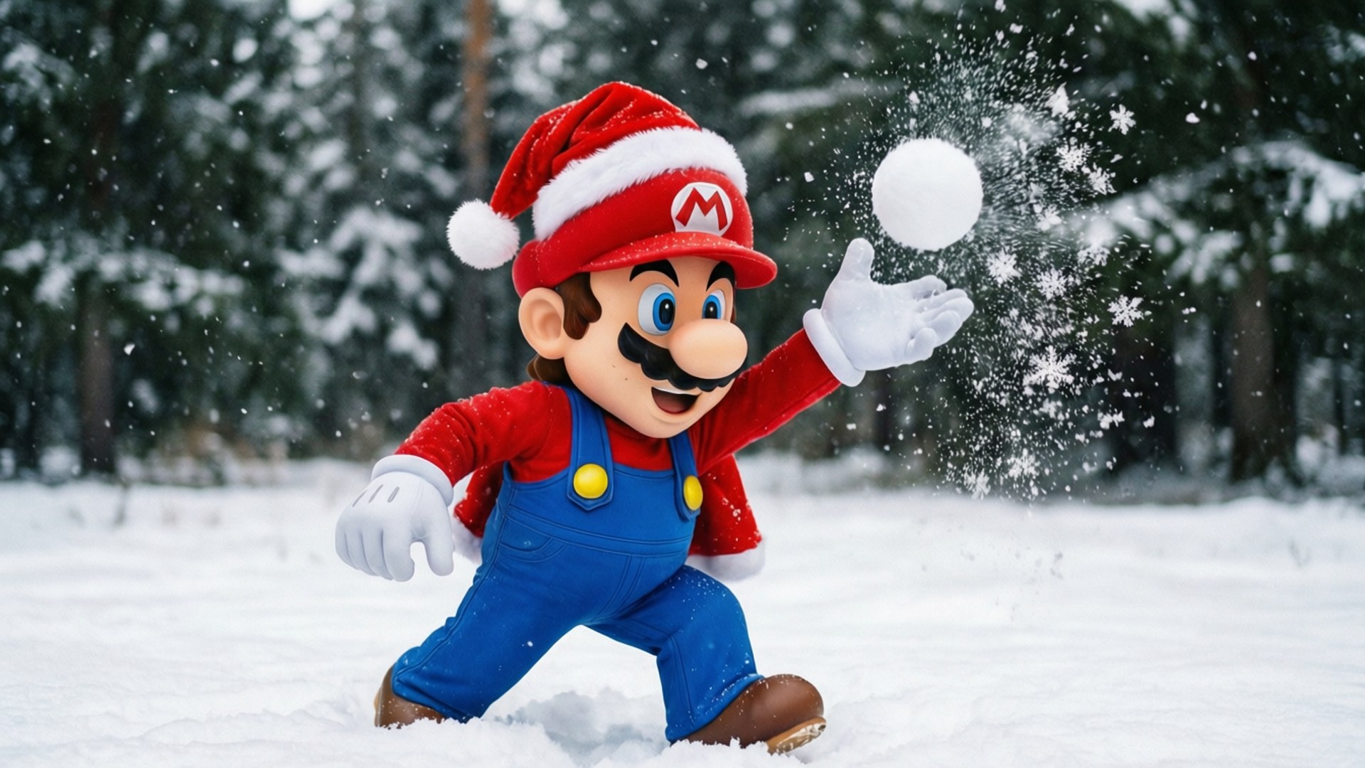 Diversión invernal de Mario Fondos de pantalla