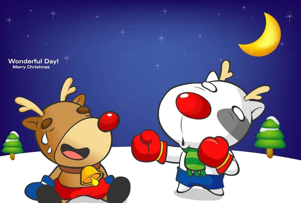 Divertida Escena Navideña con Santa y sus Renos Fondos de pantalla