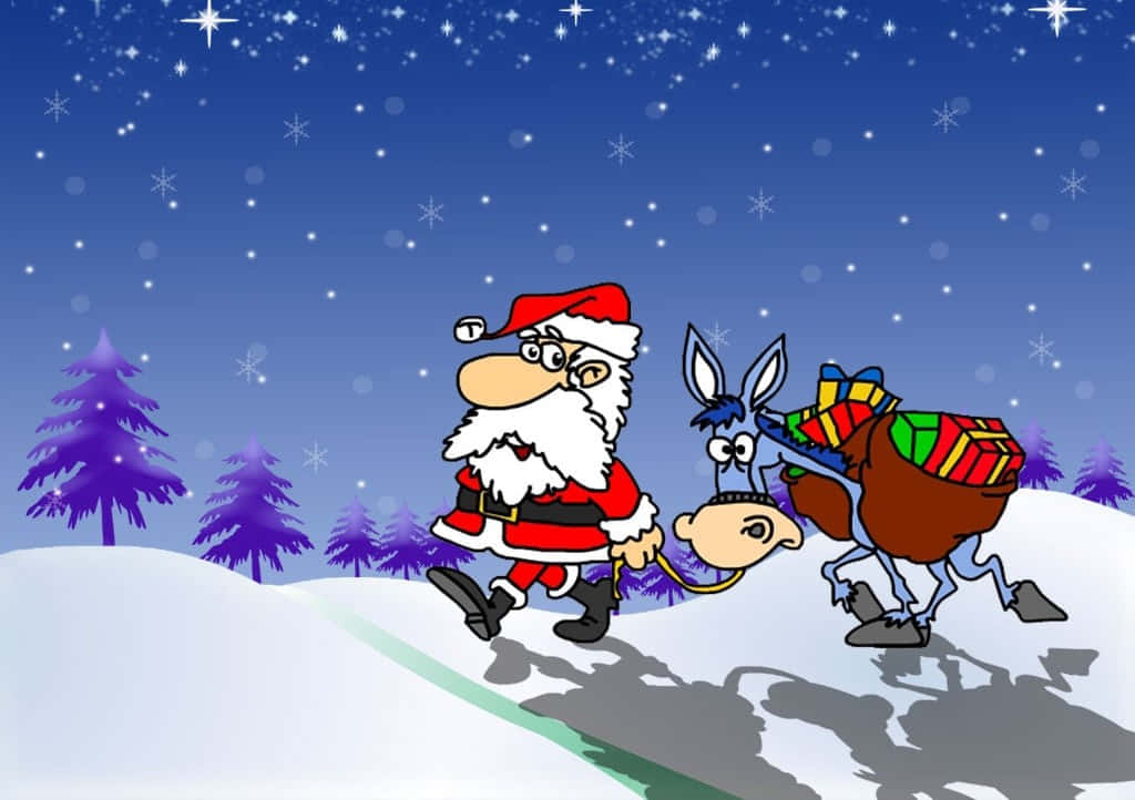 Divertida reunión navideña con Santa y sus amigos Fondos de pantalla