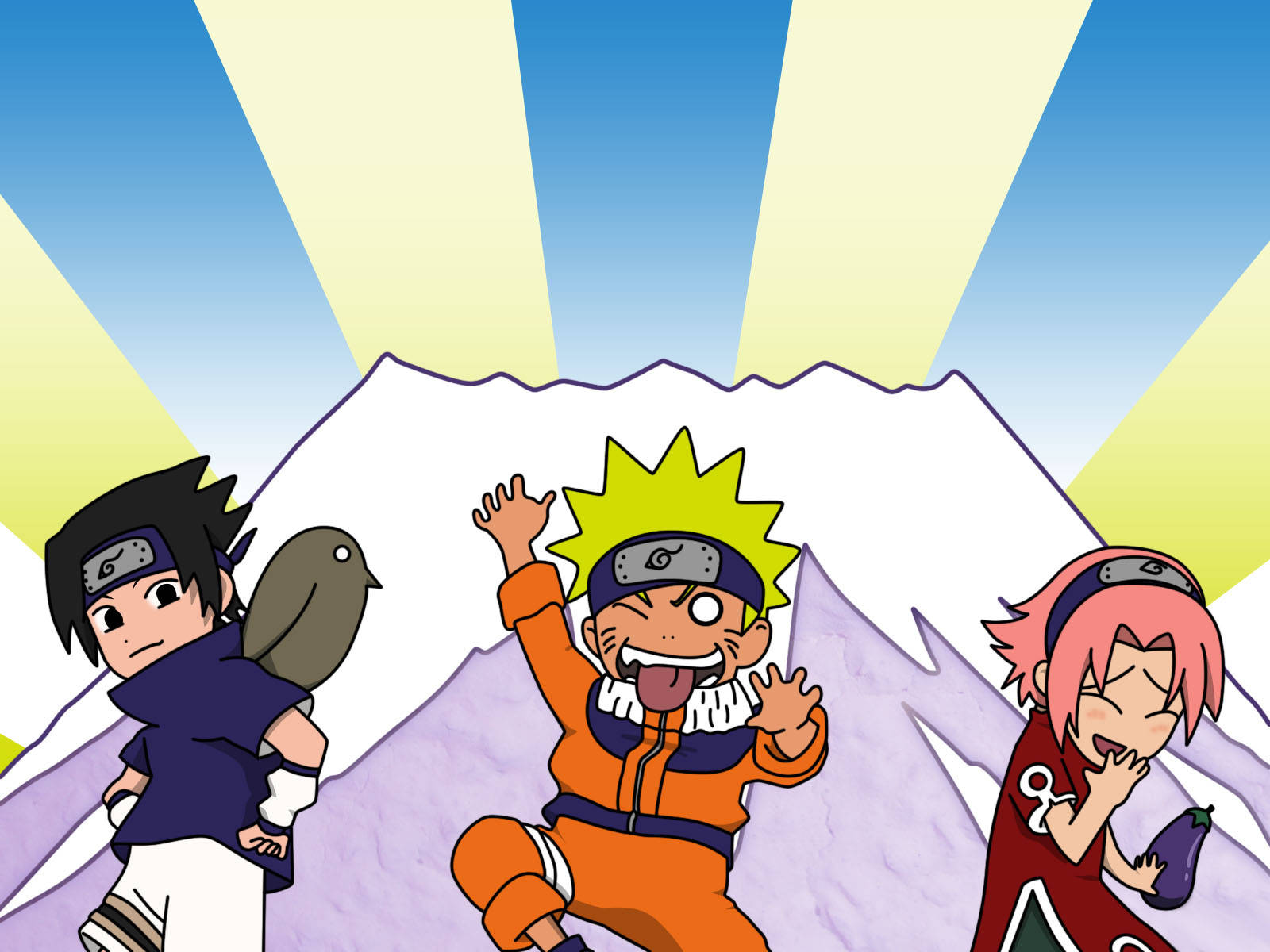 Divertido Anime de Naruto en Montaña Helada Fondos de pantalla