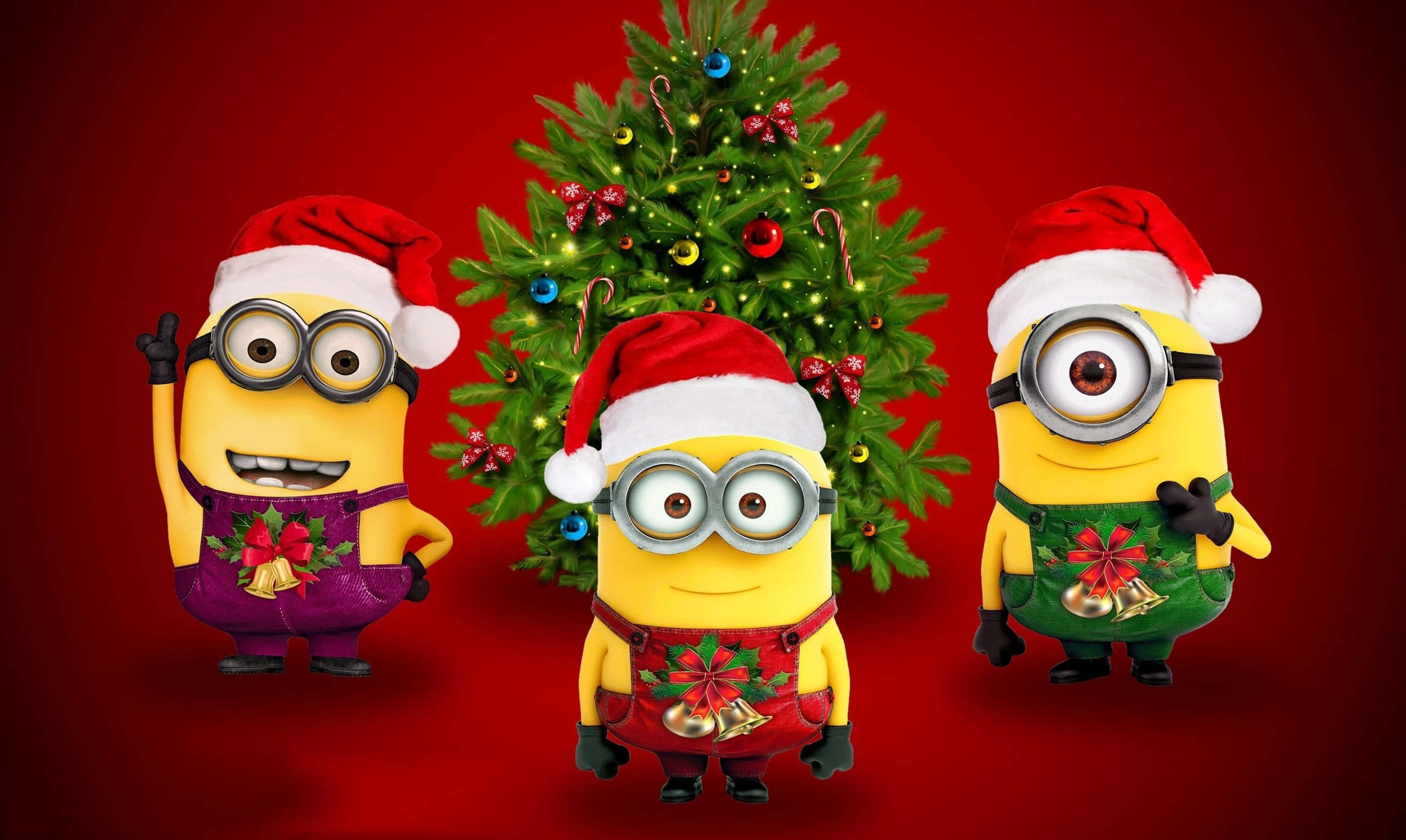 Divertido Santa Claus tomándose una selfie con alegres renos en un paraíso invernal Fondos de pantalla