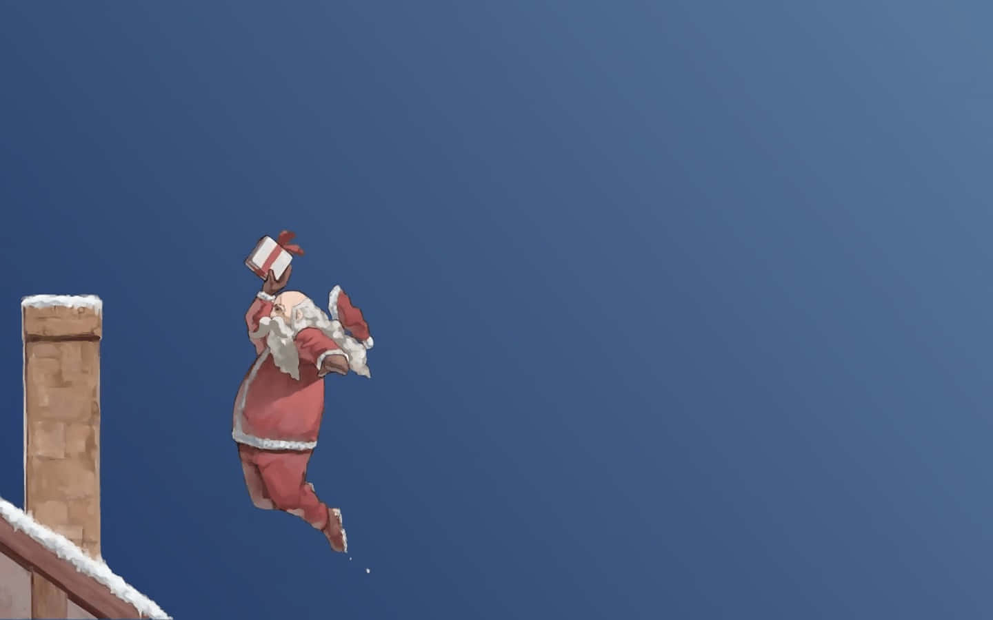 Divertido Santa Claus y reno en un tejado nevado Fondos de pantalla