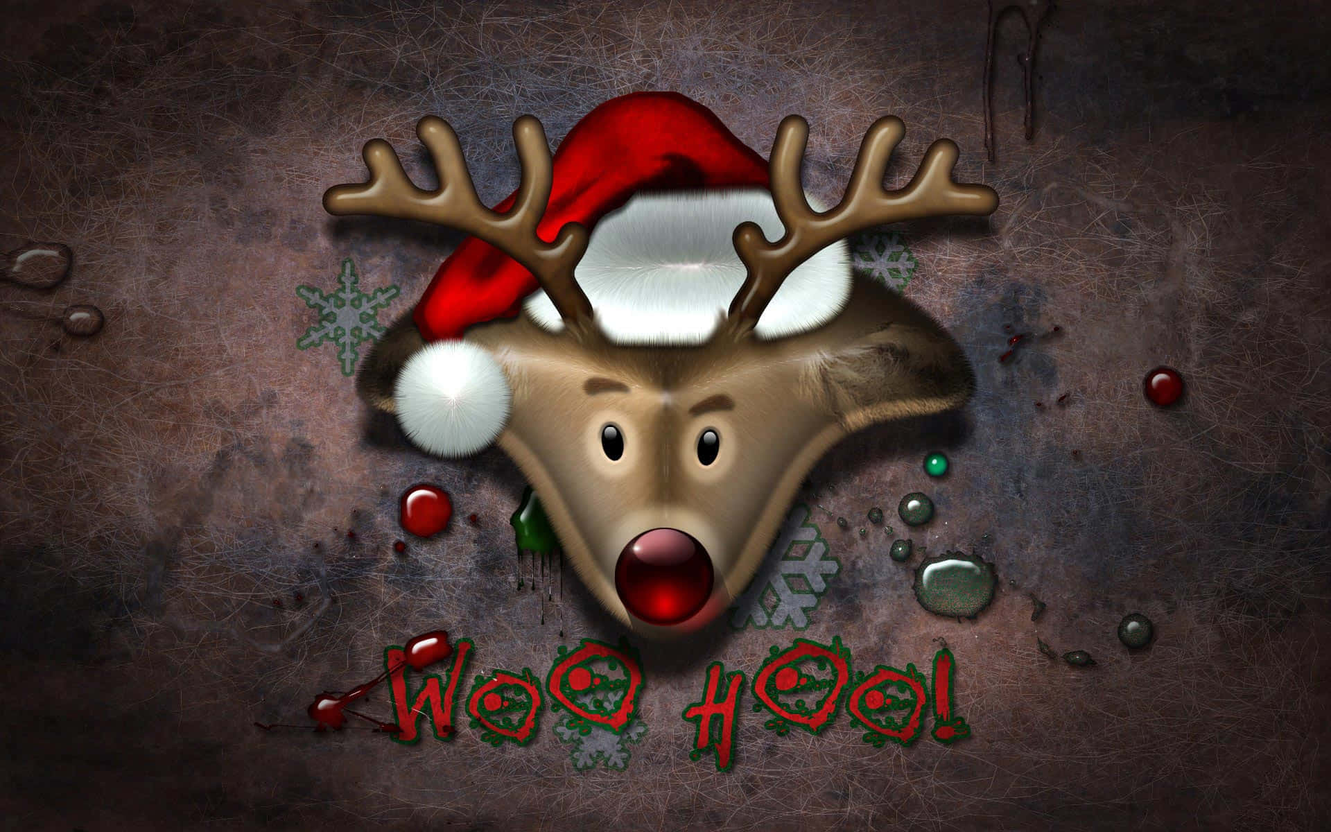 Divertido Santa y Reno Chocando los Cinco en Navidad Fondos de pantalla