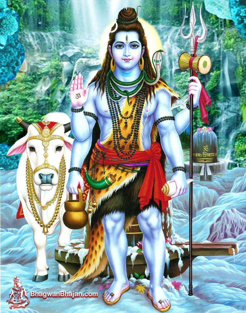 Divino Shiv Shankar en Majestuosas Cascadas Fondo HD Fondos de pantalla