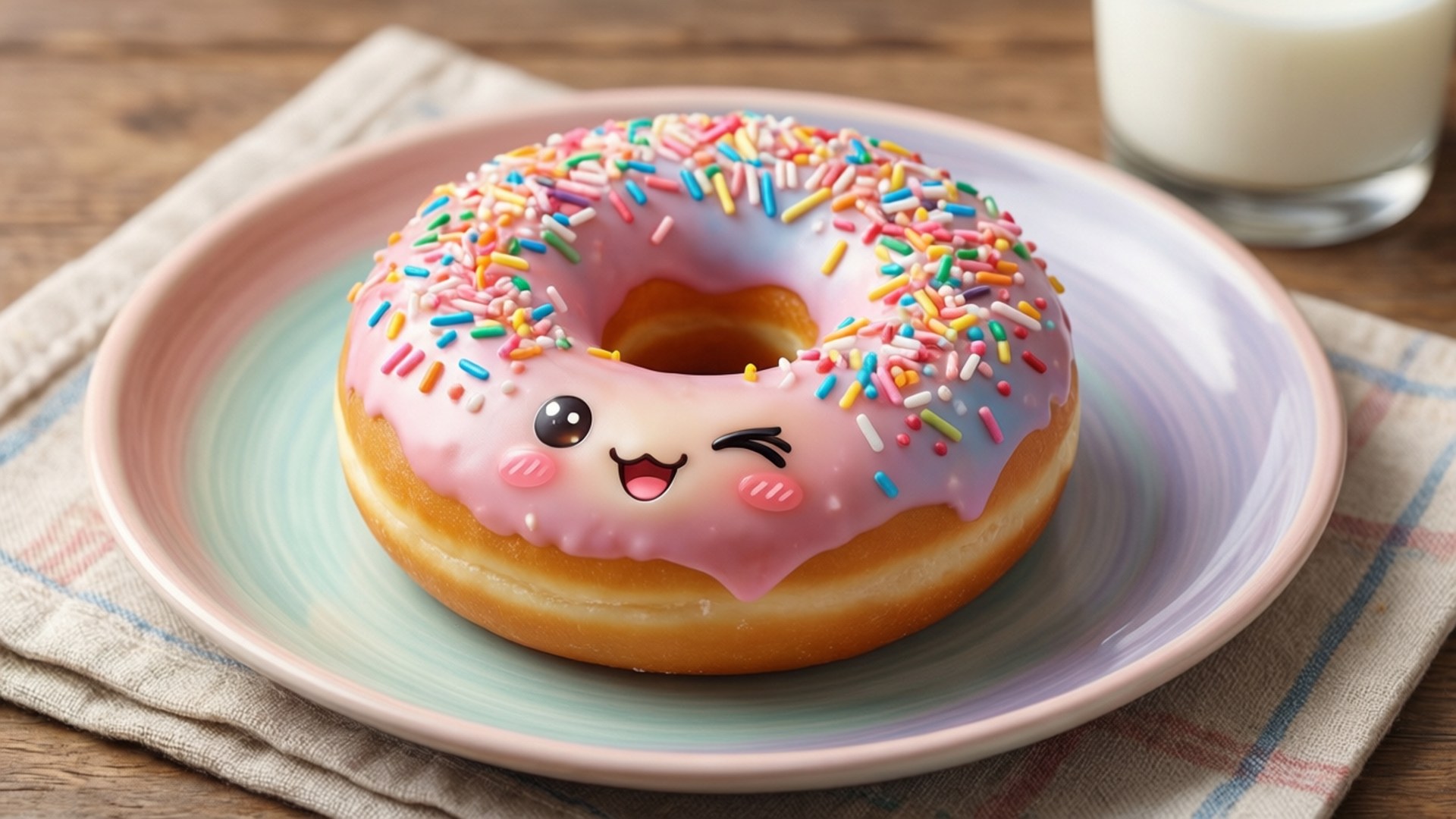 Donut Kawaii y Leche Fondos de pantalla