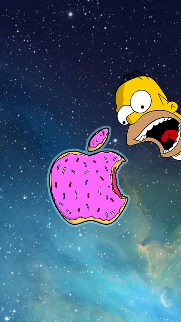 Donut rosa con el logo de Apple para iPhone Fondos de pantalla