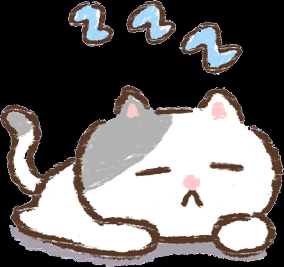 Doodle de Gato Durmiendo Kawaii Fondos de pantalla