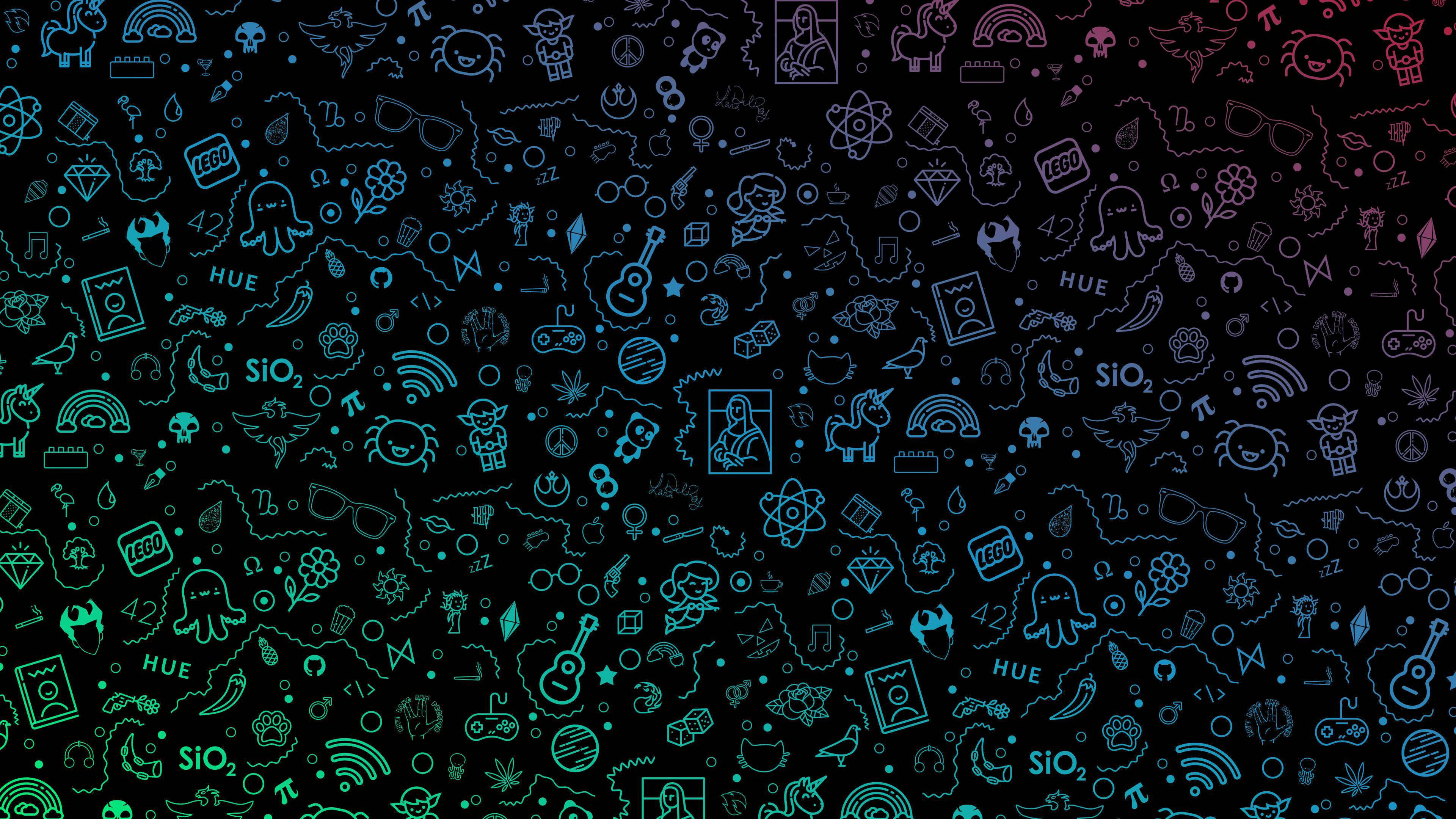 Doodle Espacial Brillante 4K Fondos de pantalla
