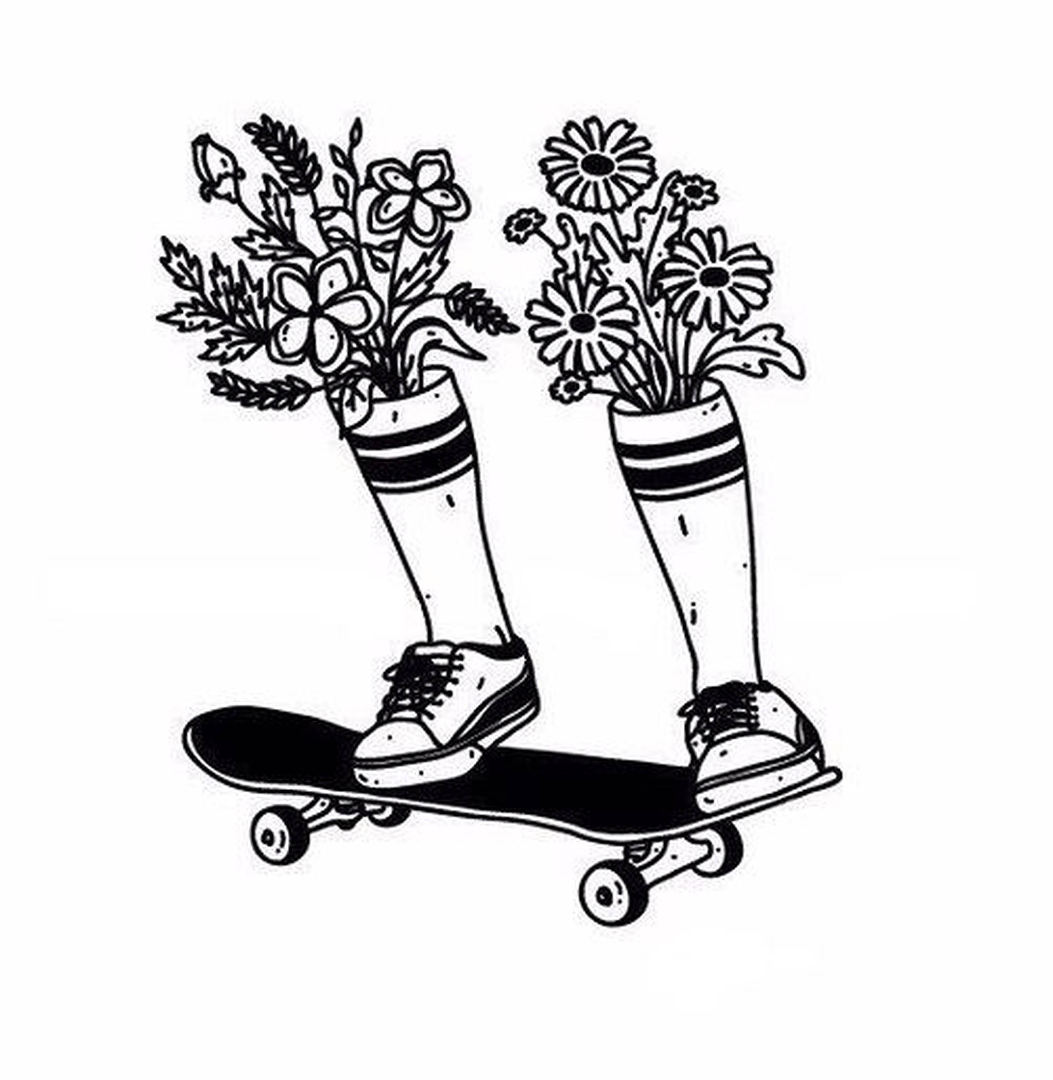 Doodle Estético de Chico Patinador Fondos de pantalla