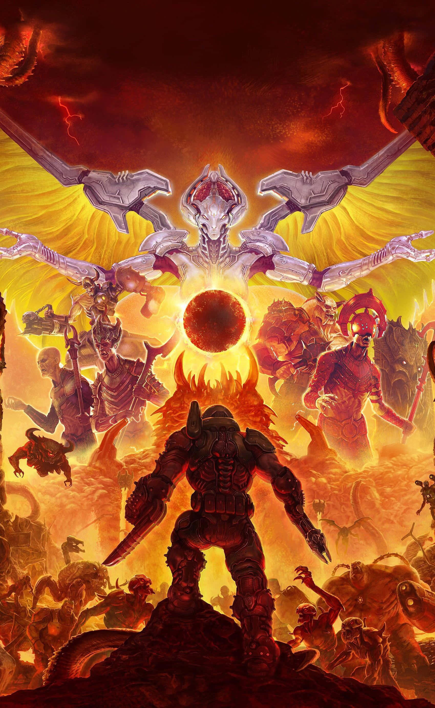 doomsday - un póster con un demonio y un demonio Fondos de pantalla