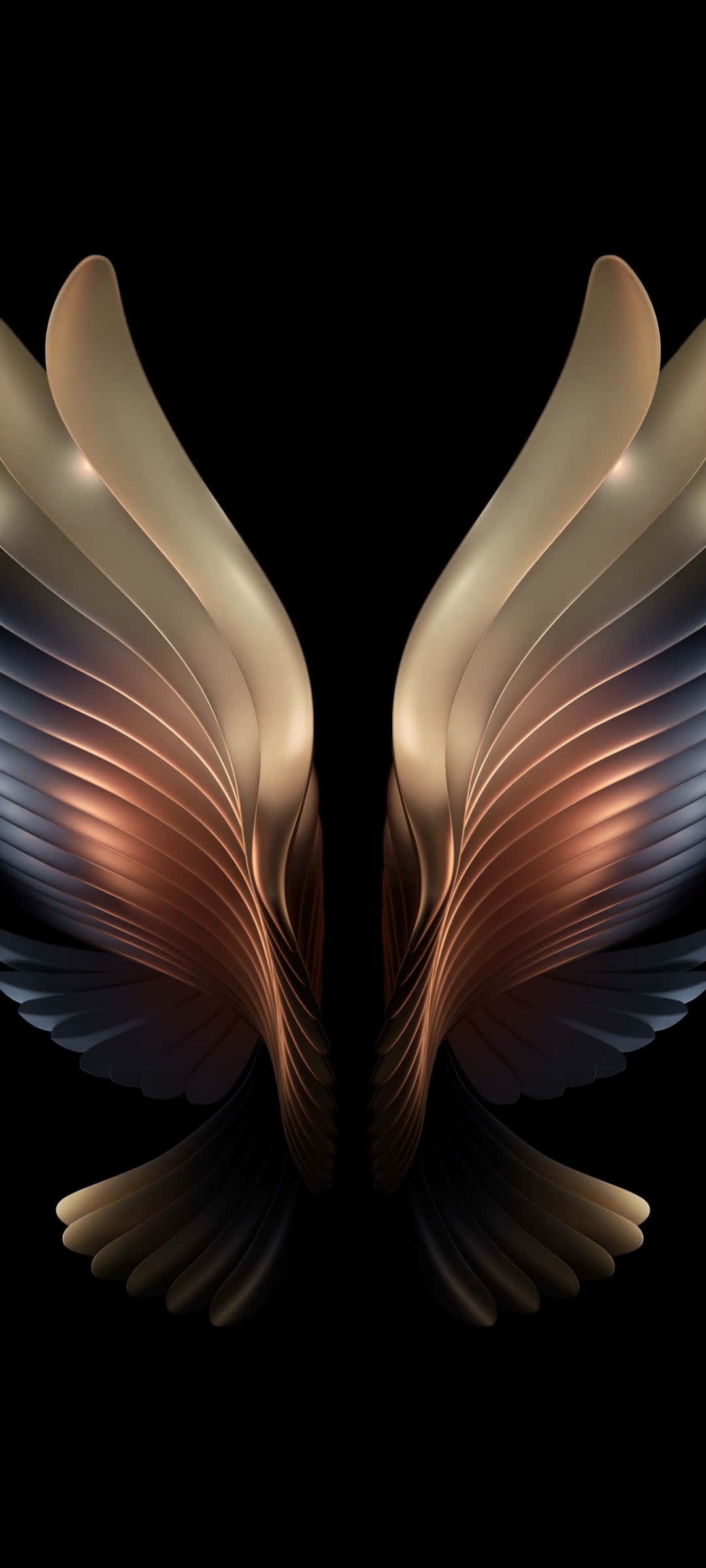 dos alas doradas y marrones sobre un fondo negro Fondos de pantalla