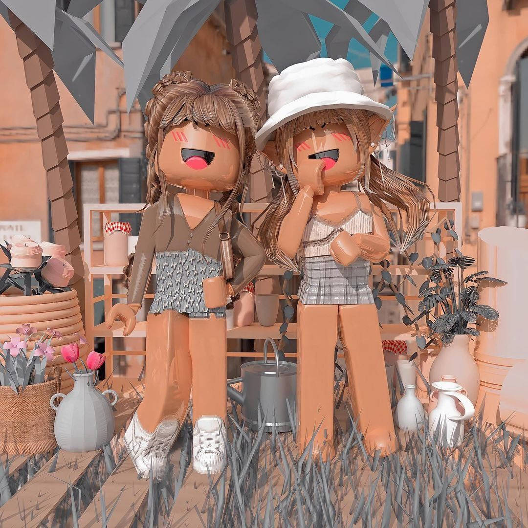 Dos Chicas Roblox Felices Preppy PFP Jardín Fondos de pantalla