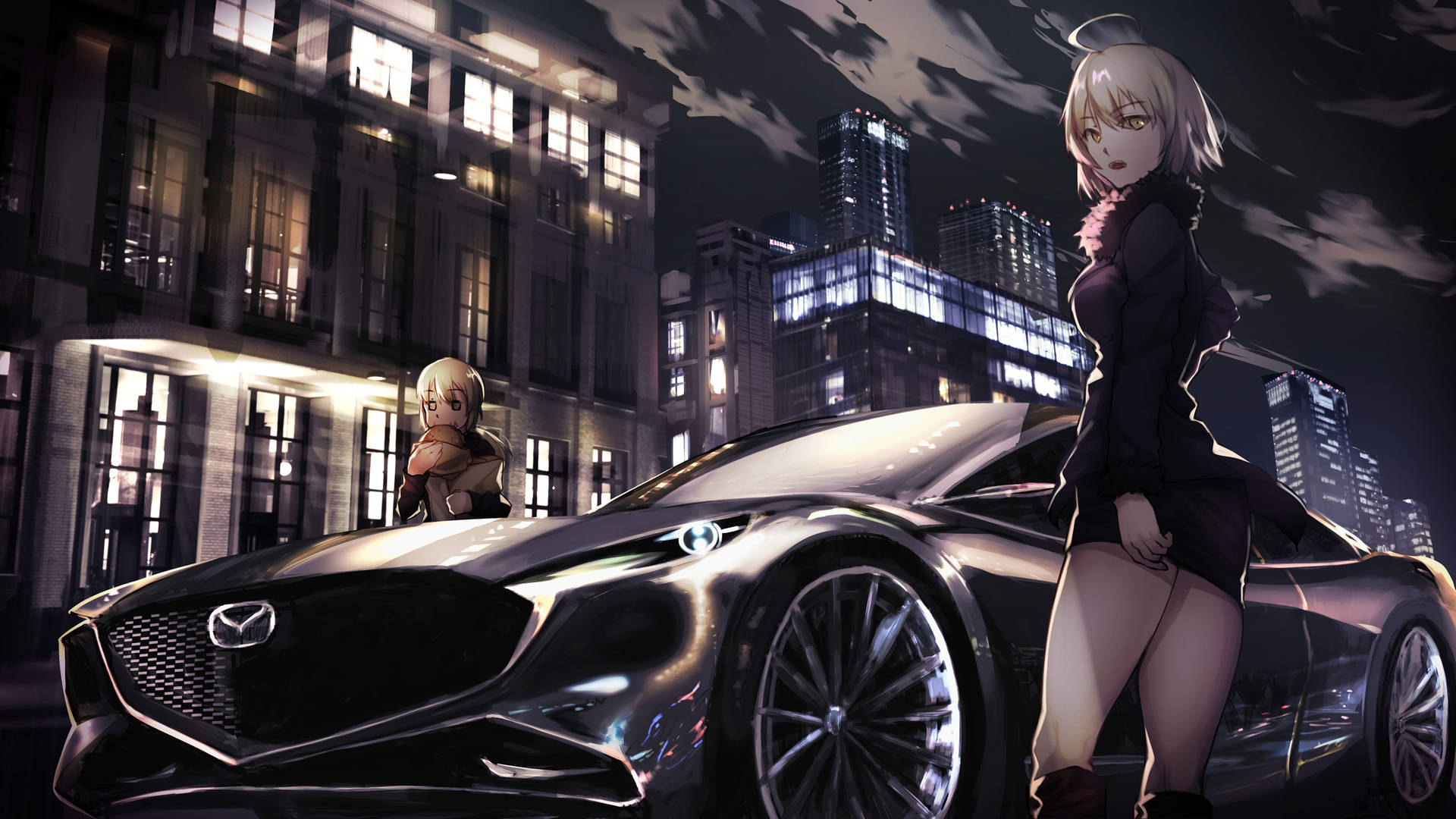 Dos Chicas y un Auto Mazda Anime Fondos de pantalla