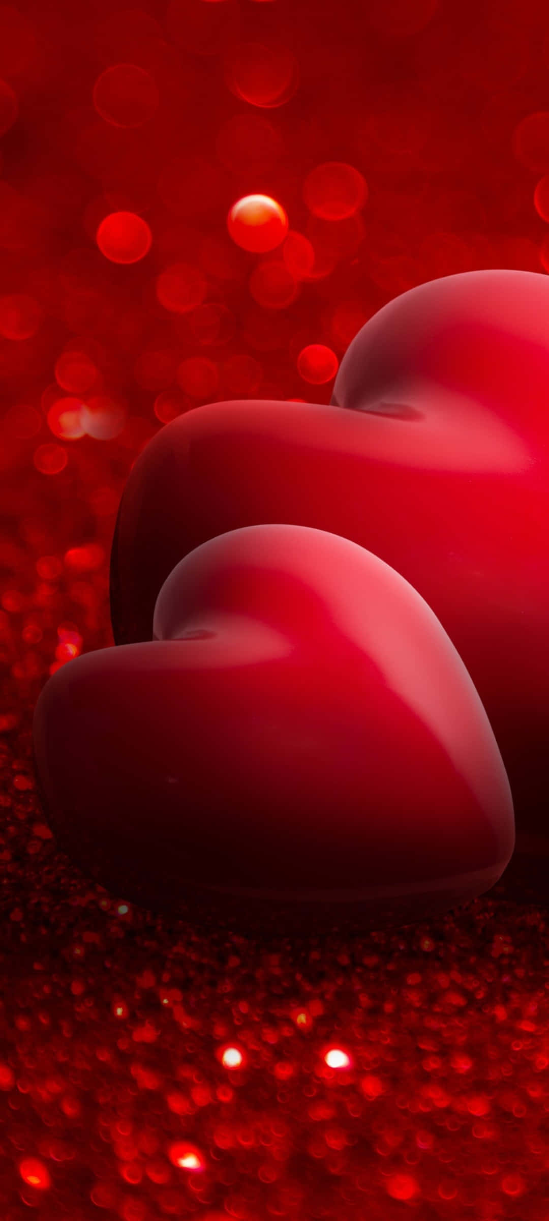 dos corazones rojos sobre un fondo rojo Fondos de pantalla