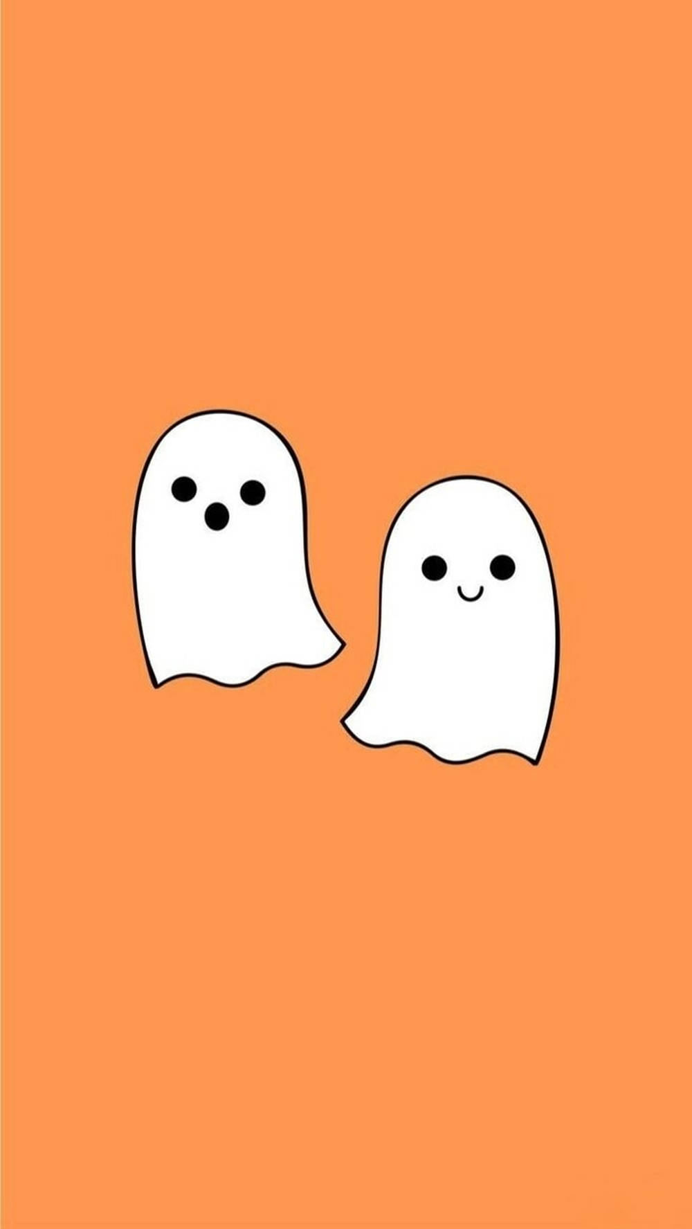 Dos Fantasmas Amigables Estética Naranja Fondos de pantalla