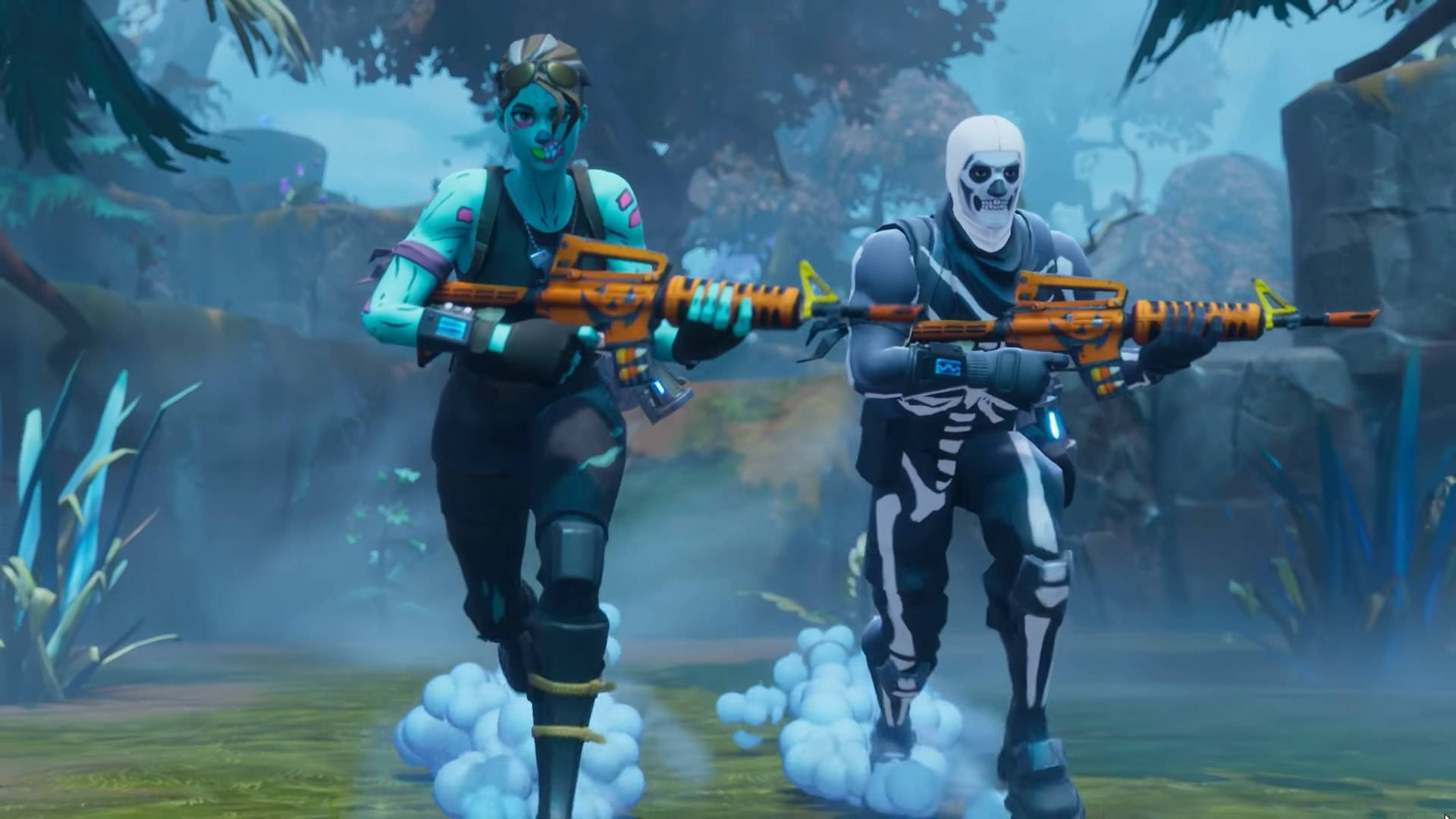 Dos jugadores de Fortnite enfrentando el frío Fondos de pantalla
