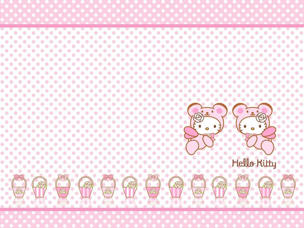 Dos lindas canastas rosas de Hello Kitty Fondos de pantalla