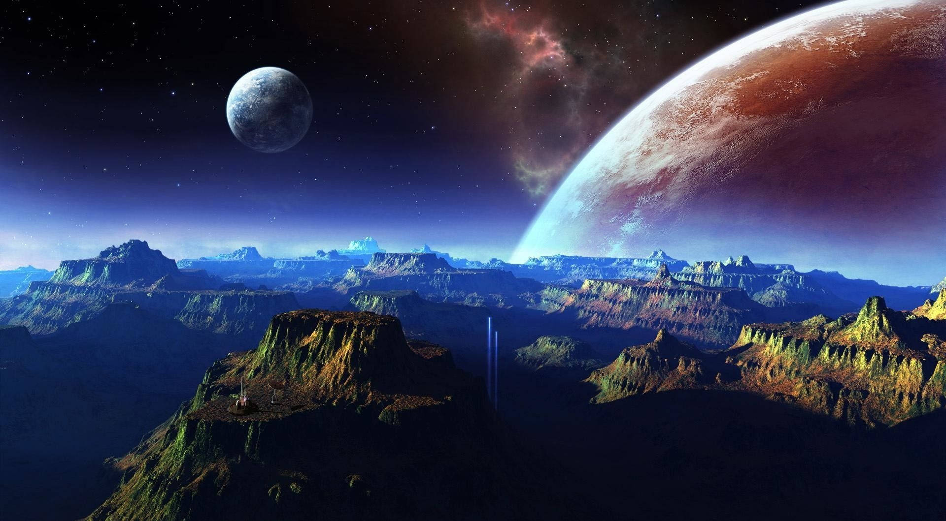 Dos Lunas 1920x1080 HD Espacio Fondos de pantalla