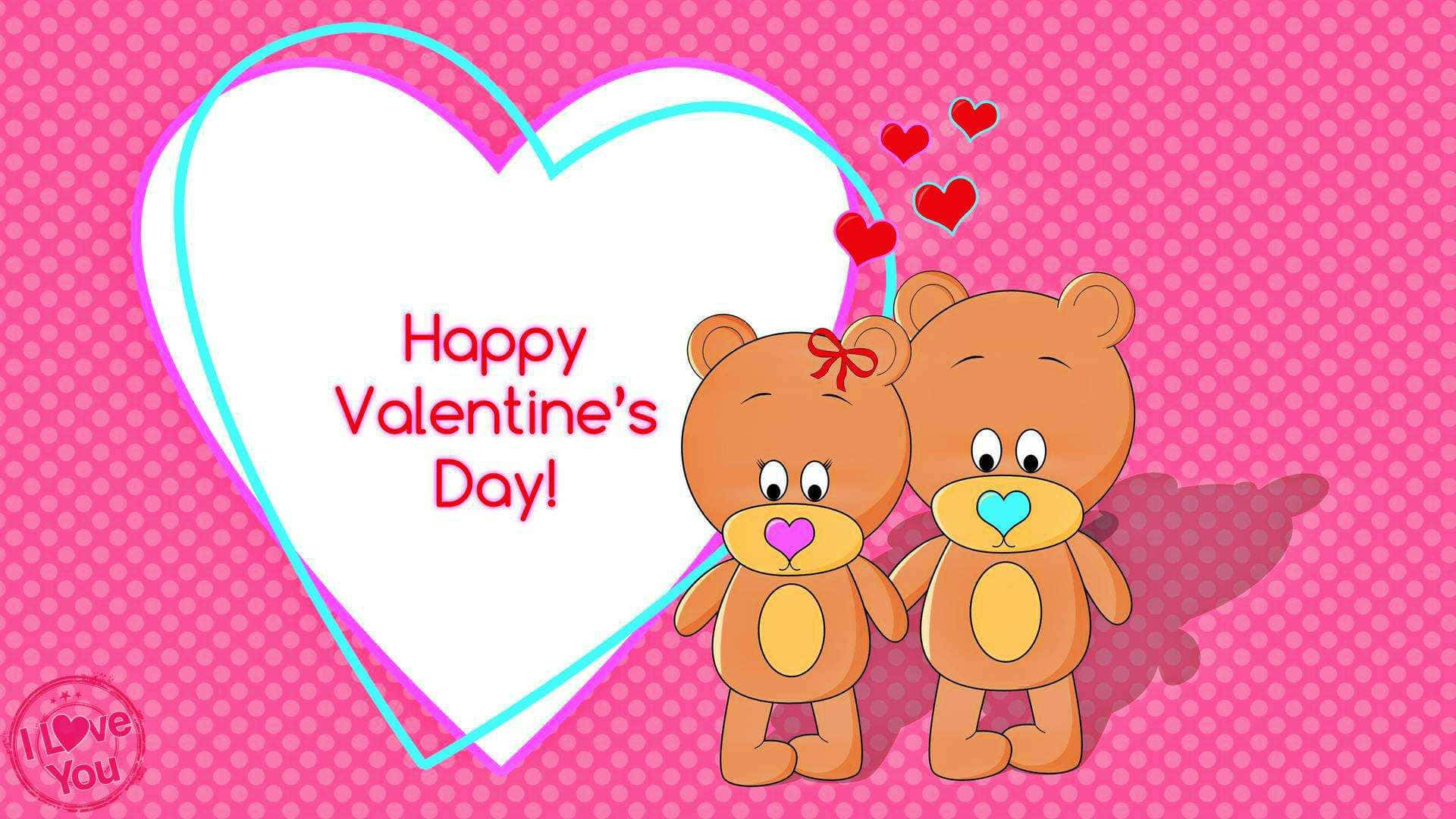 dos ositos de peluche con las palabras feliz día de san valentín Fondos de pantalla
