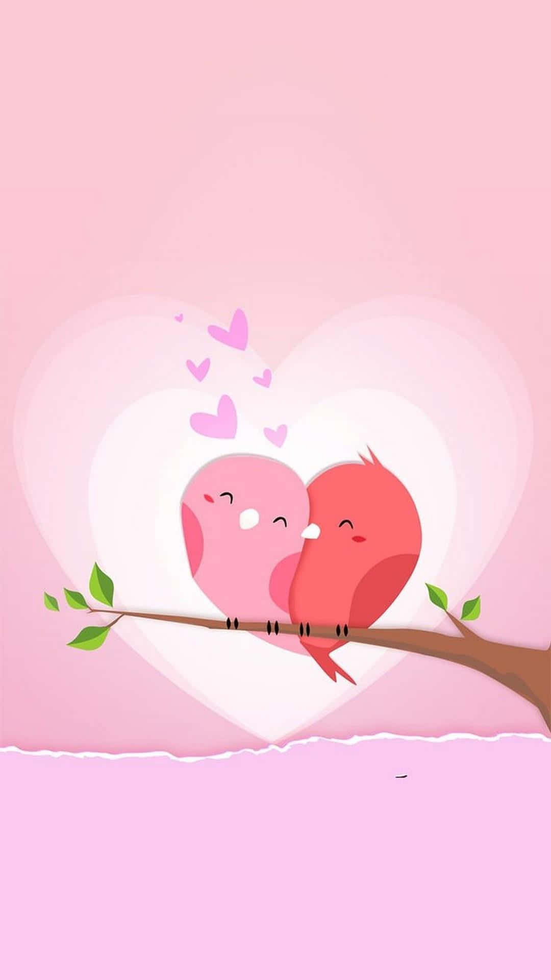 dos pájaros sentados en una rama con corazones Fondos de pantalla