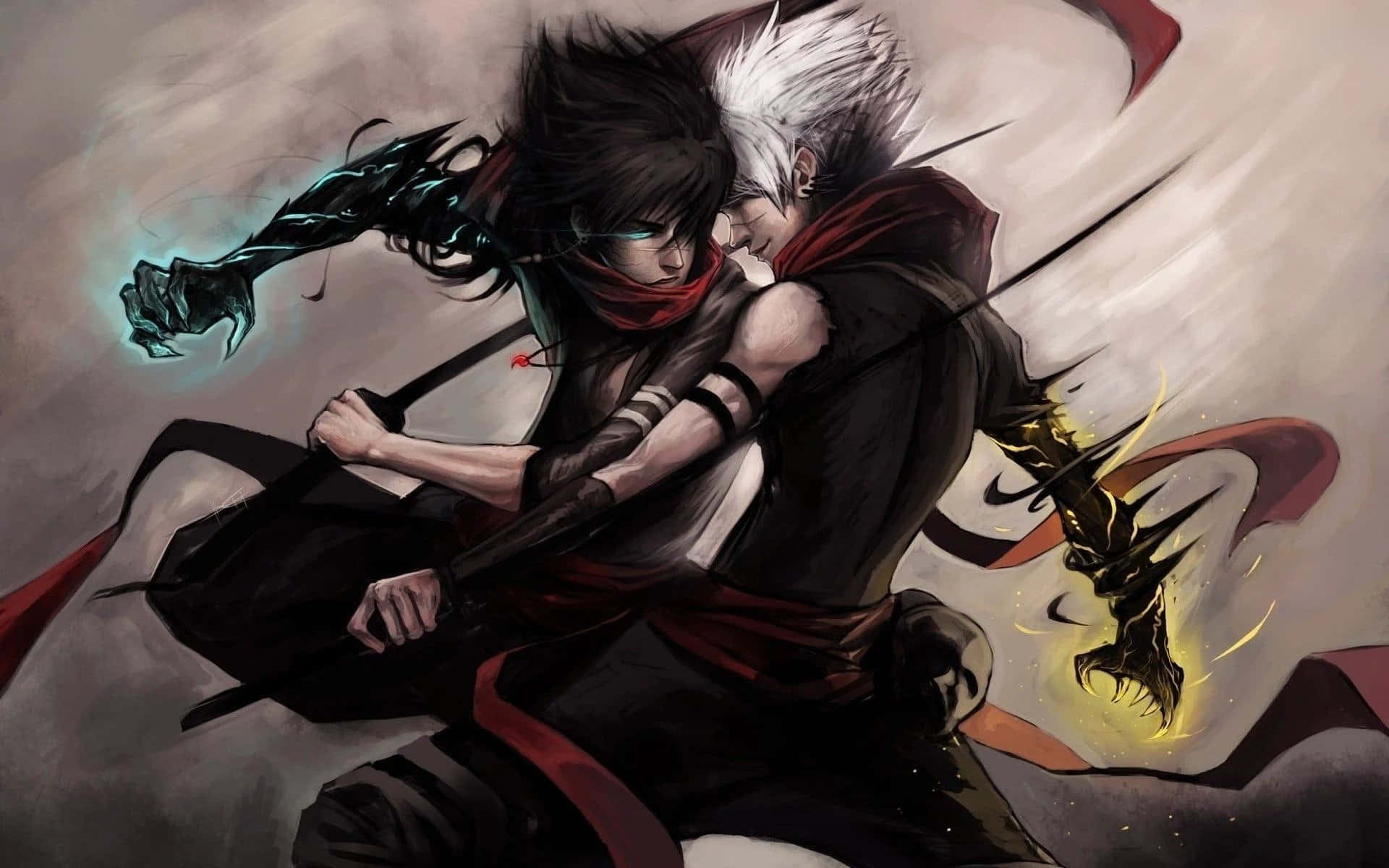 dos personajes de anime peleando con espadas Fondos de pantalla