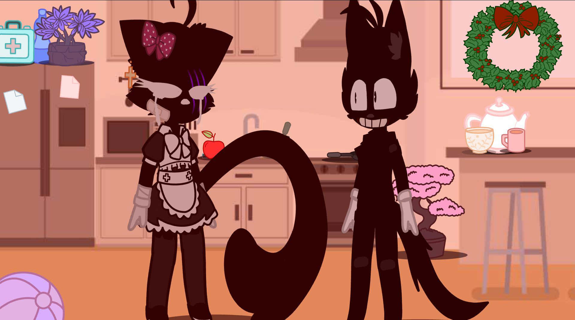 dos personajes de caricatura de pie en una cocina Fondos de pantalla
