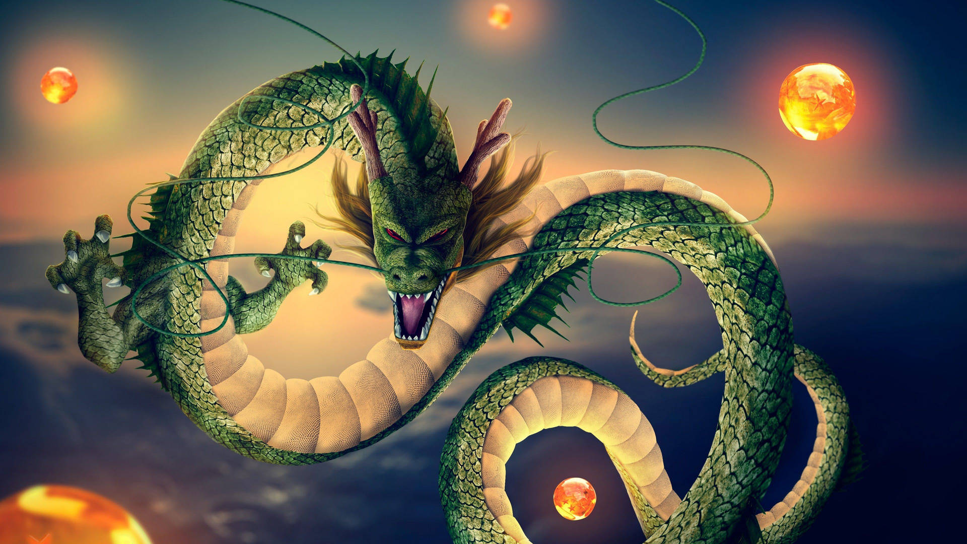 Dragon Ball Z Shenlong, el dragón verde largo y temible en el planeta Namek, Super Broly.