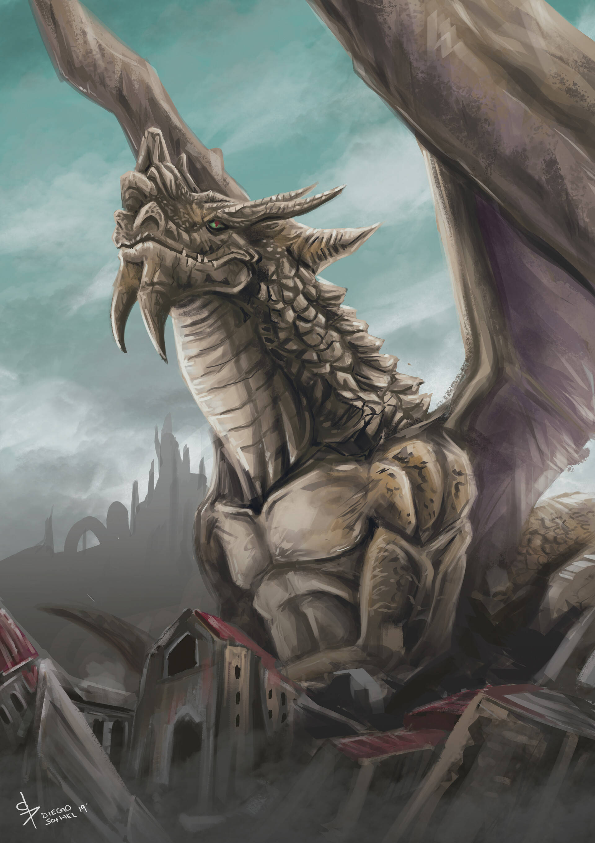 Dragón de tierra marrón claro en el arte Fondos de pantalla