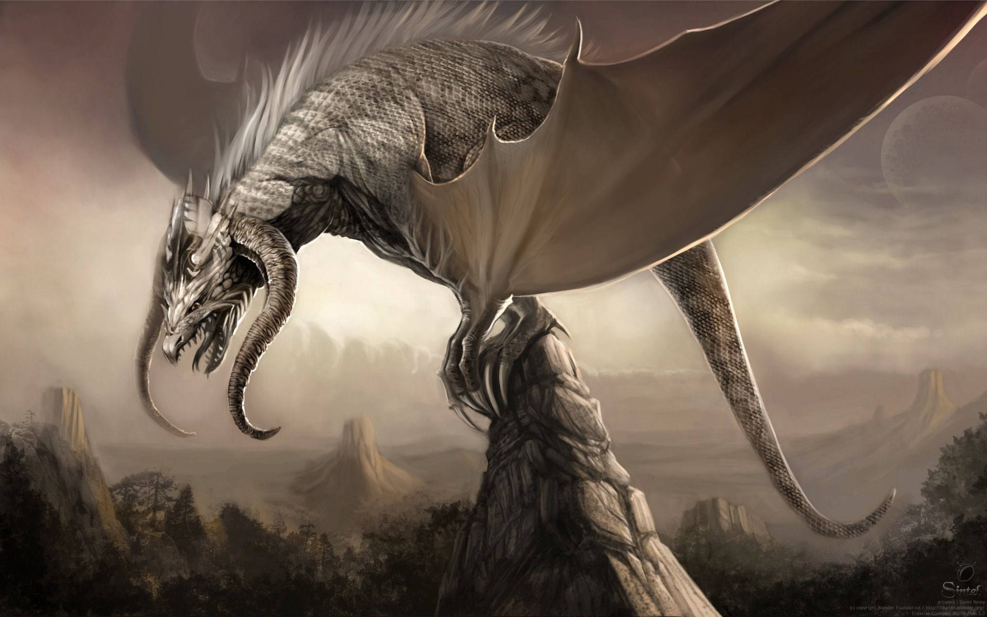 Dragón Japonés Blanco con Cuernos para PC Fondos de pantalla