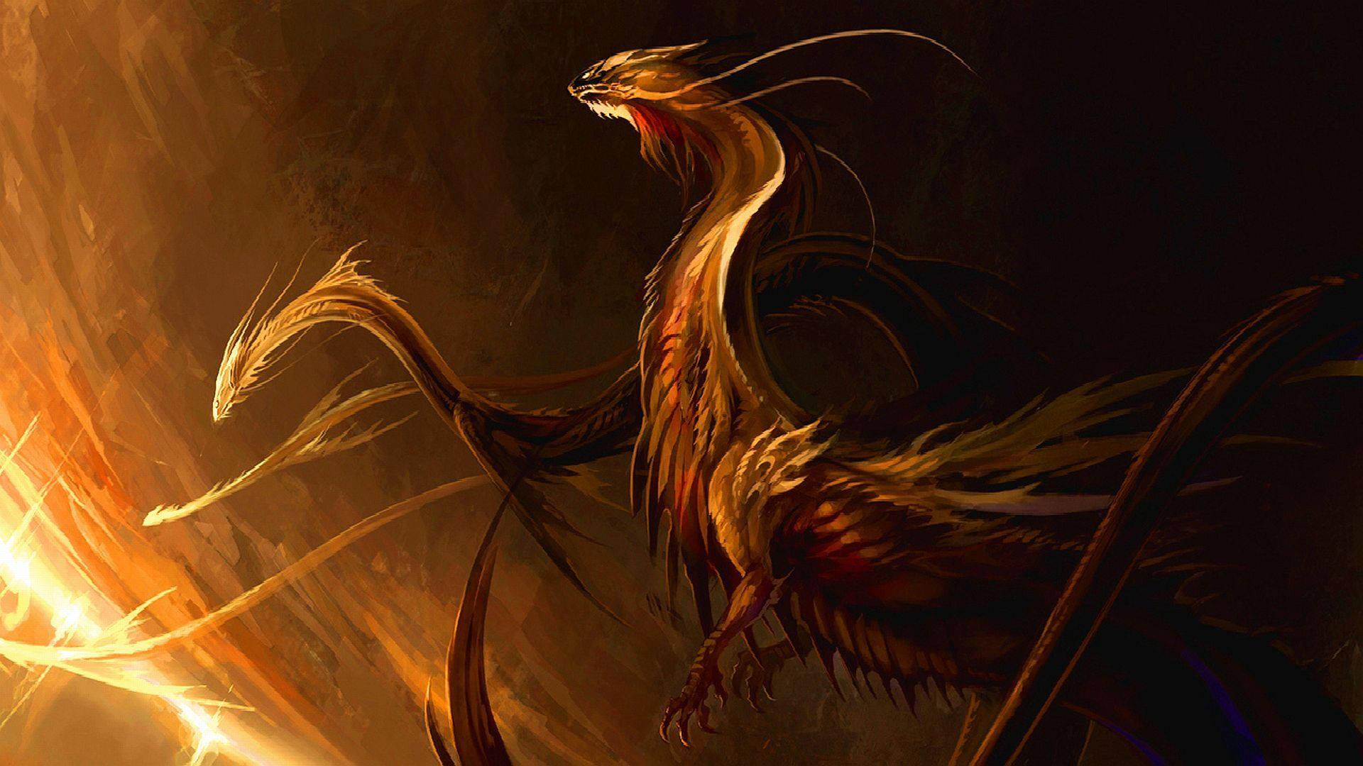 Dragón japonés dorado oscuro para PC Fondos de pantalla