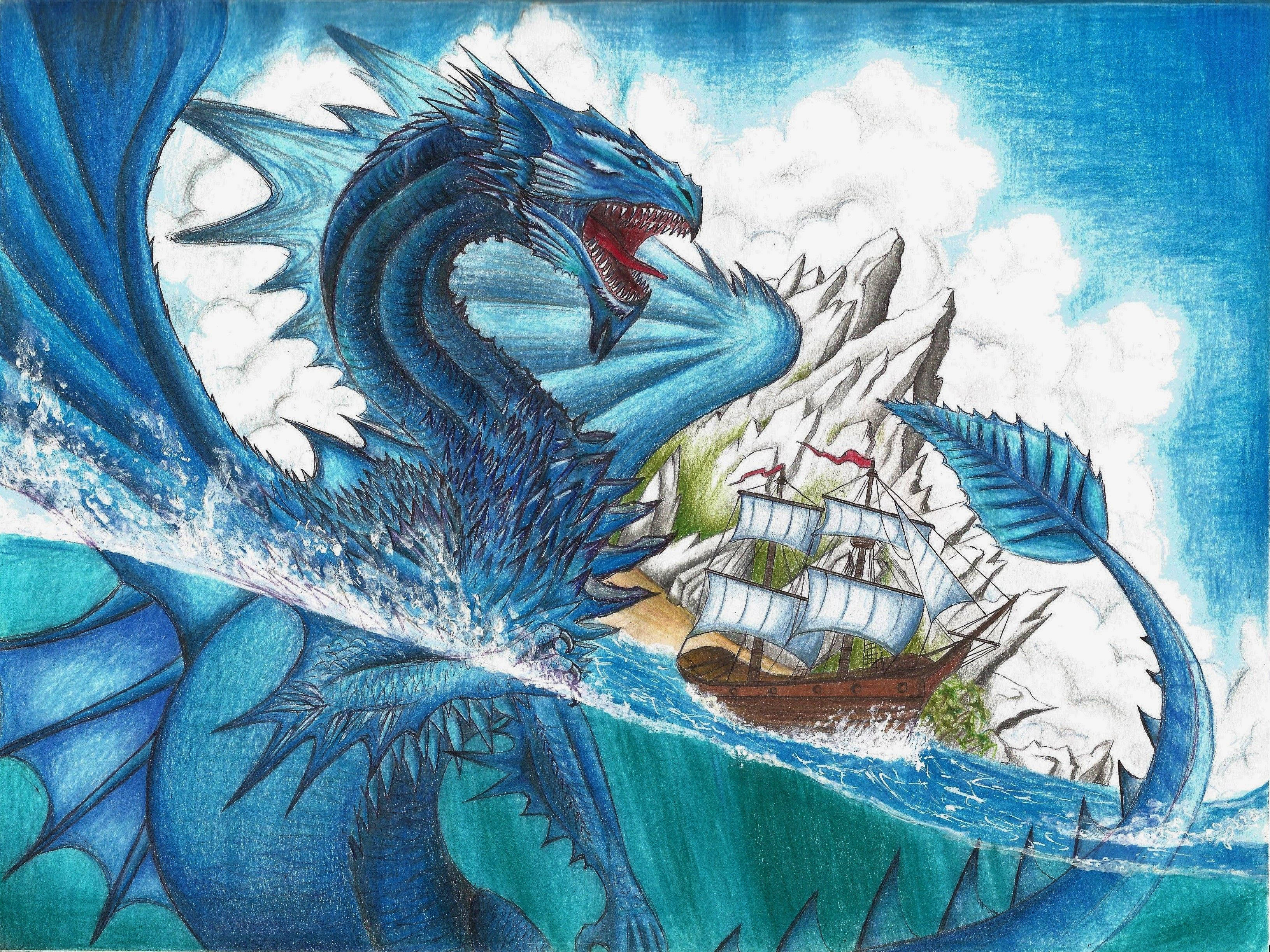 Dragón japonés PC barco pirata del dragón marino Fondos de pantalla