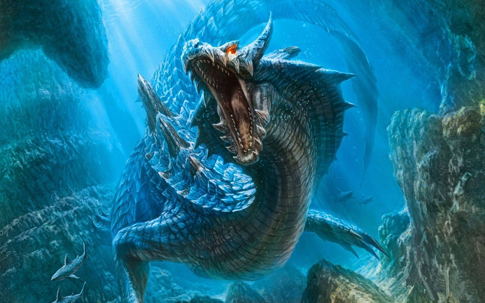 Dragón Japonés PC Rocky Bajo el Agua Fondos de pantalla