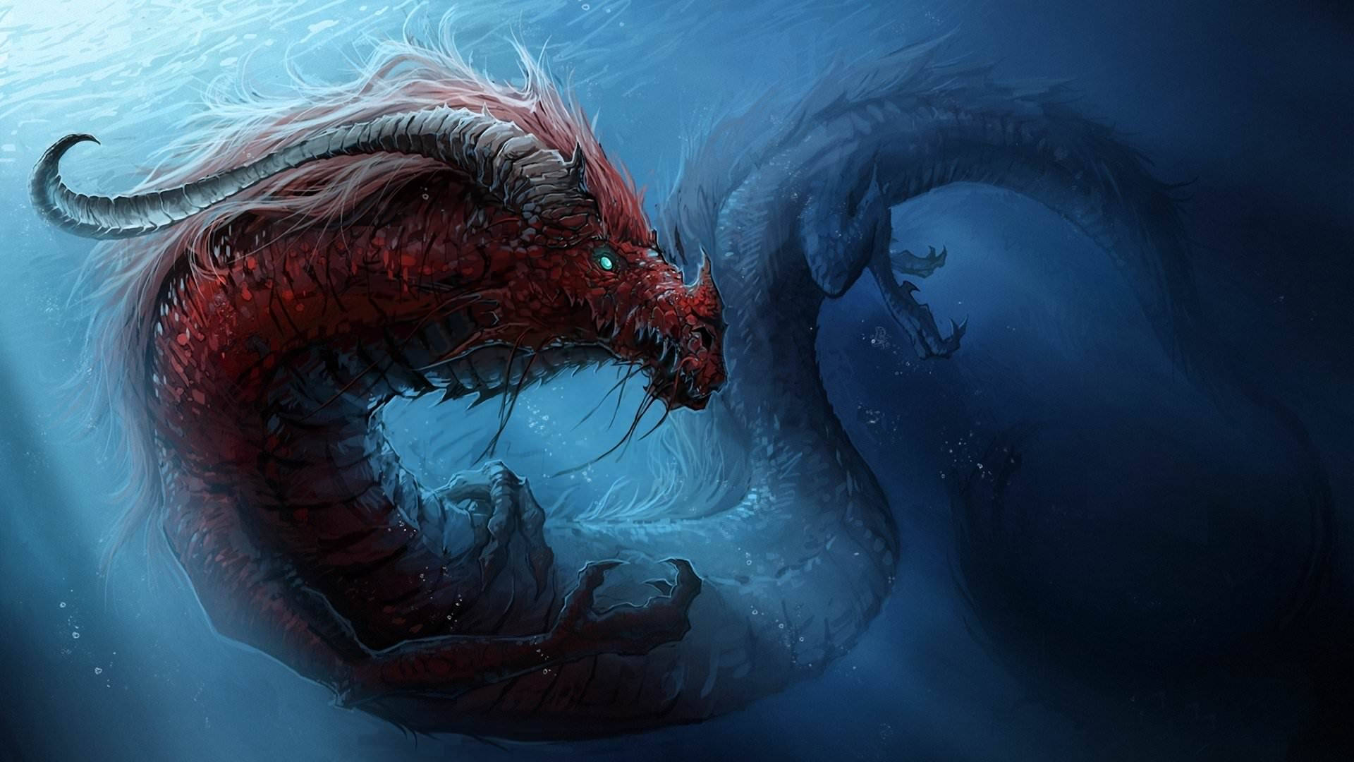 Dragón japonés rojo y aterrador en PC Fondos de pantalla