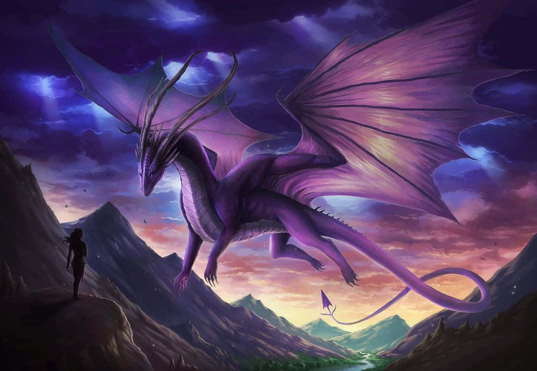 Dragón Púrpura y Colinas Fondos de pantalla